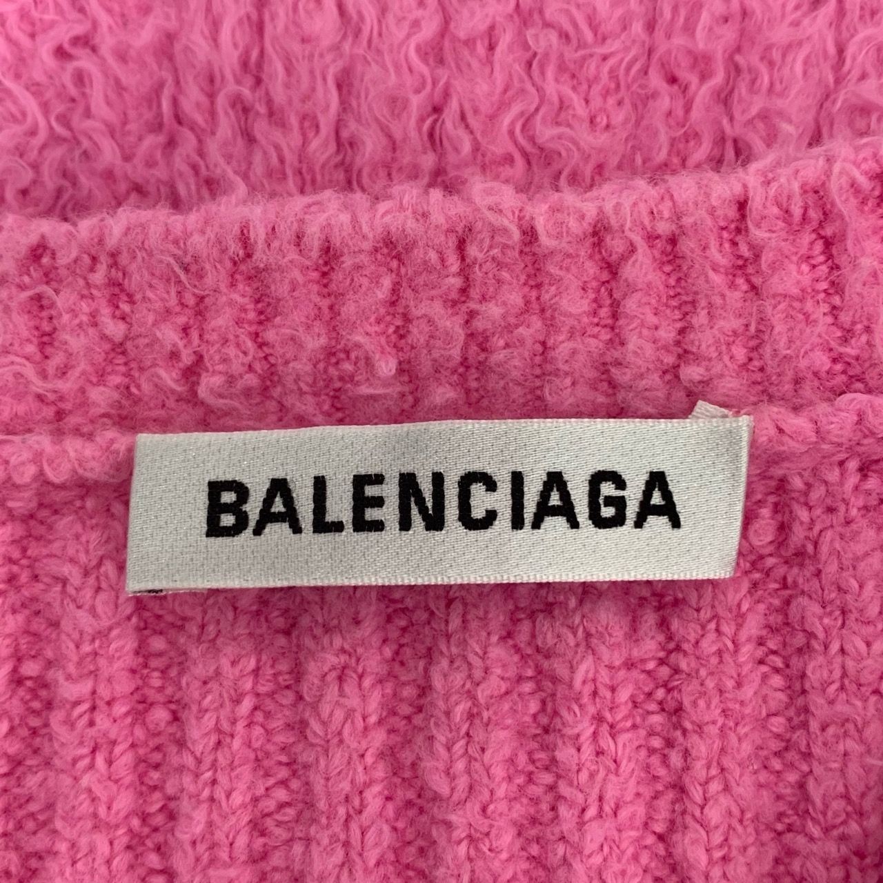 Balenciaga Balenciaga Pink Logo Embroidered Round-Neck Cotton Teddy Kni Size S / US 4 / IT 40 - 2 Thumbnail