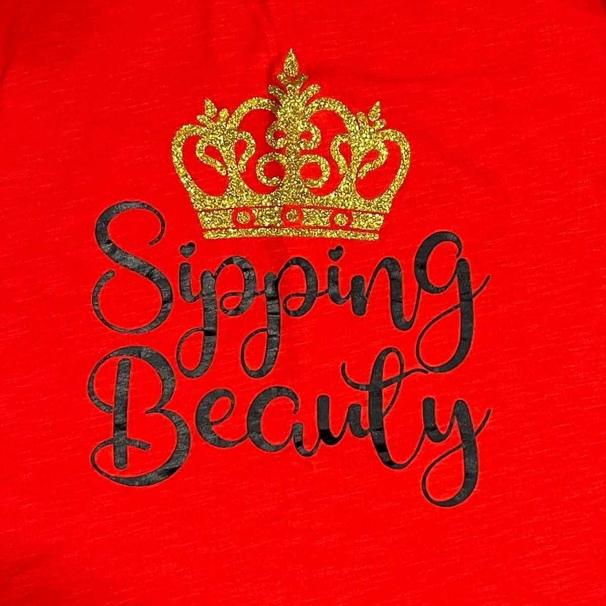 Handmade Sipping Beauty Gold Glitter Sparkle Crown Tank Top Disney Size S / US 4 / IT 40 - 2 Thumbnail
