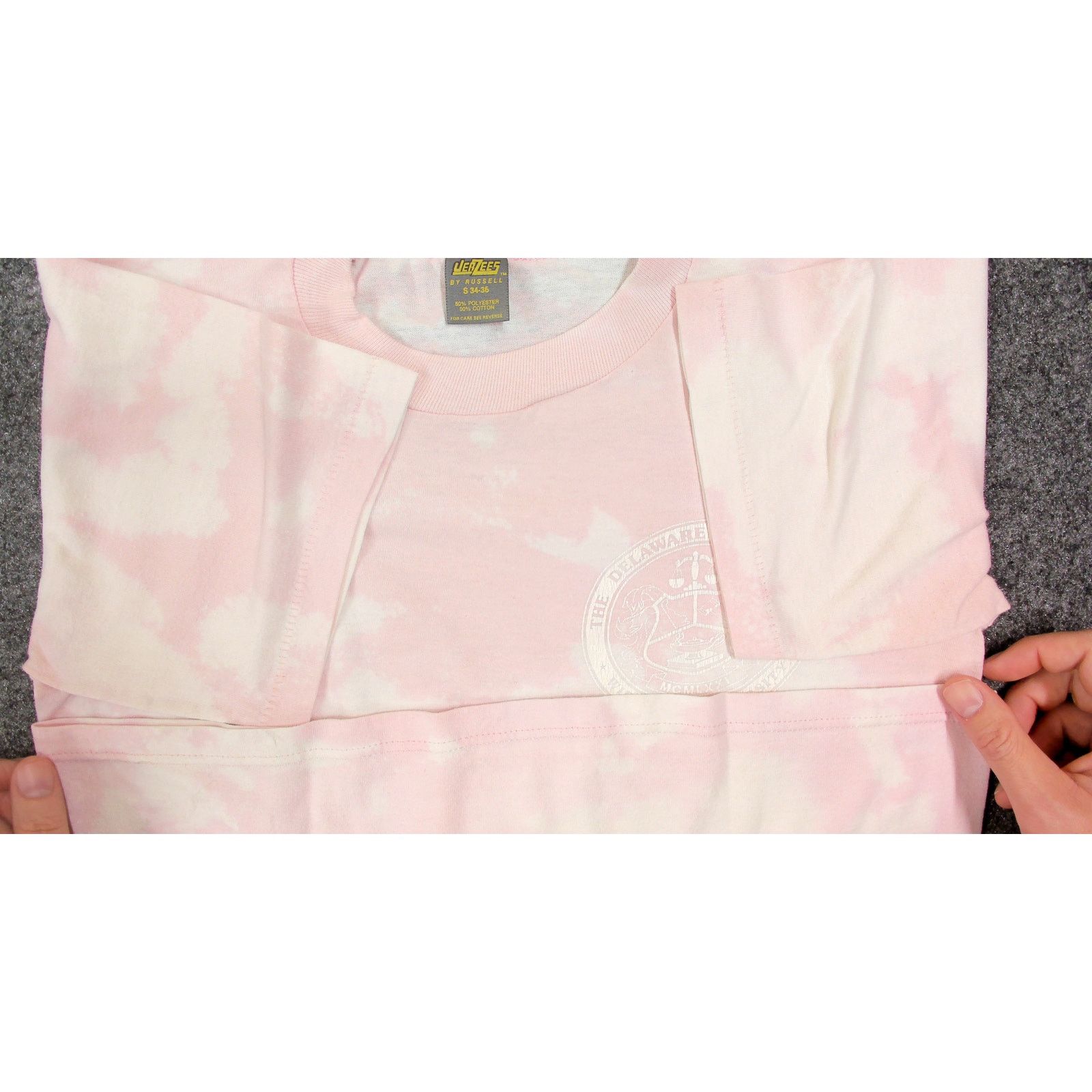 Jerzees 80s Pink Tie Dye Delaware Law Single Stitch Tee S Size US S / EU 44-46 / 1 - 7 Thumbnail