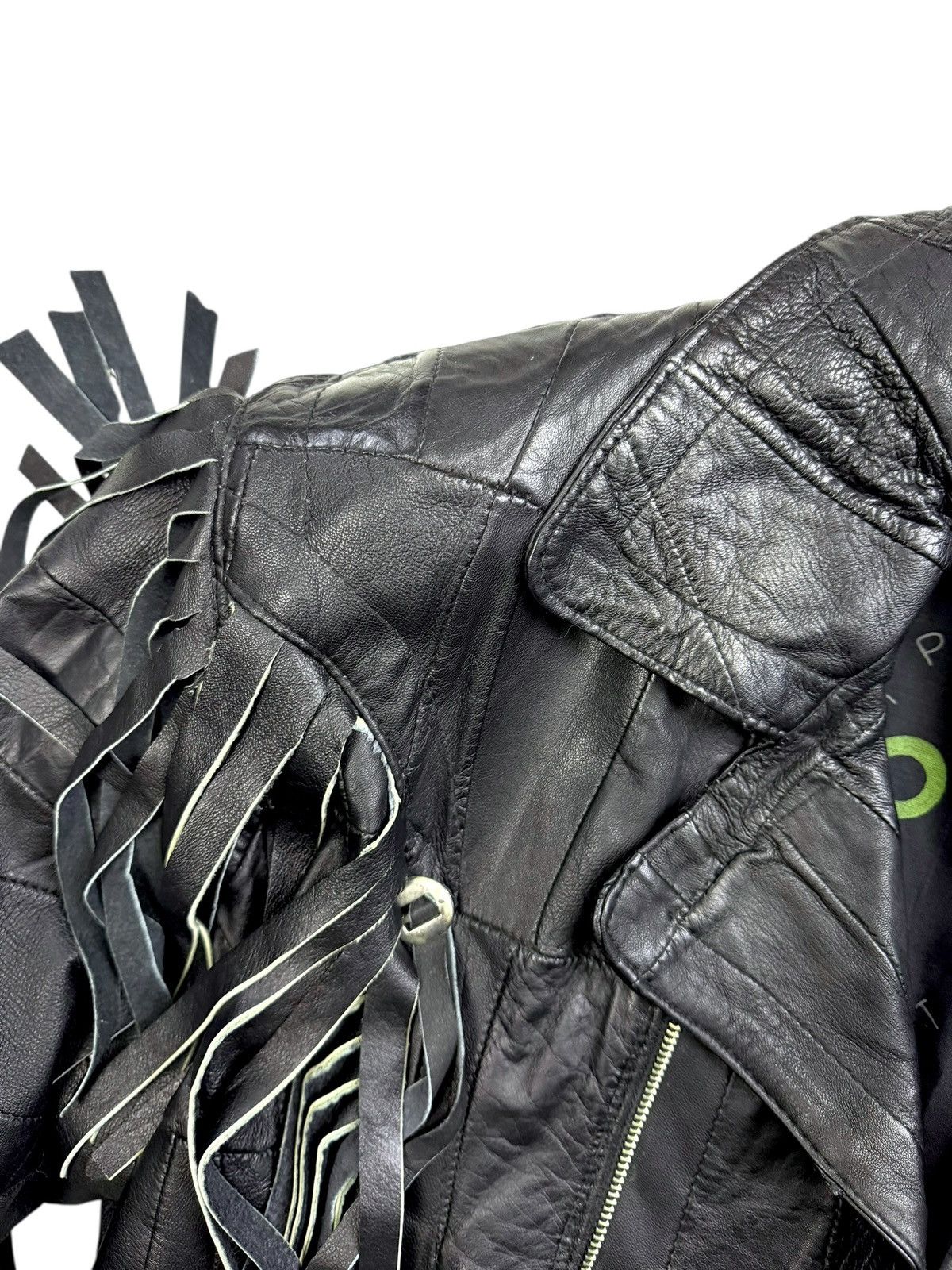 Genuine Leather Vintage Black Fringe Leather Jacket Biker Western Cropped Size US L / EU 52-54 / 3 - 7 Thumbnail