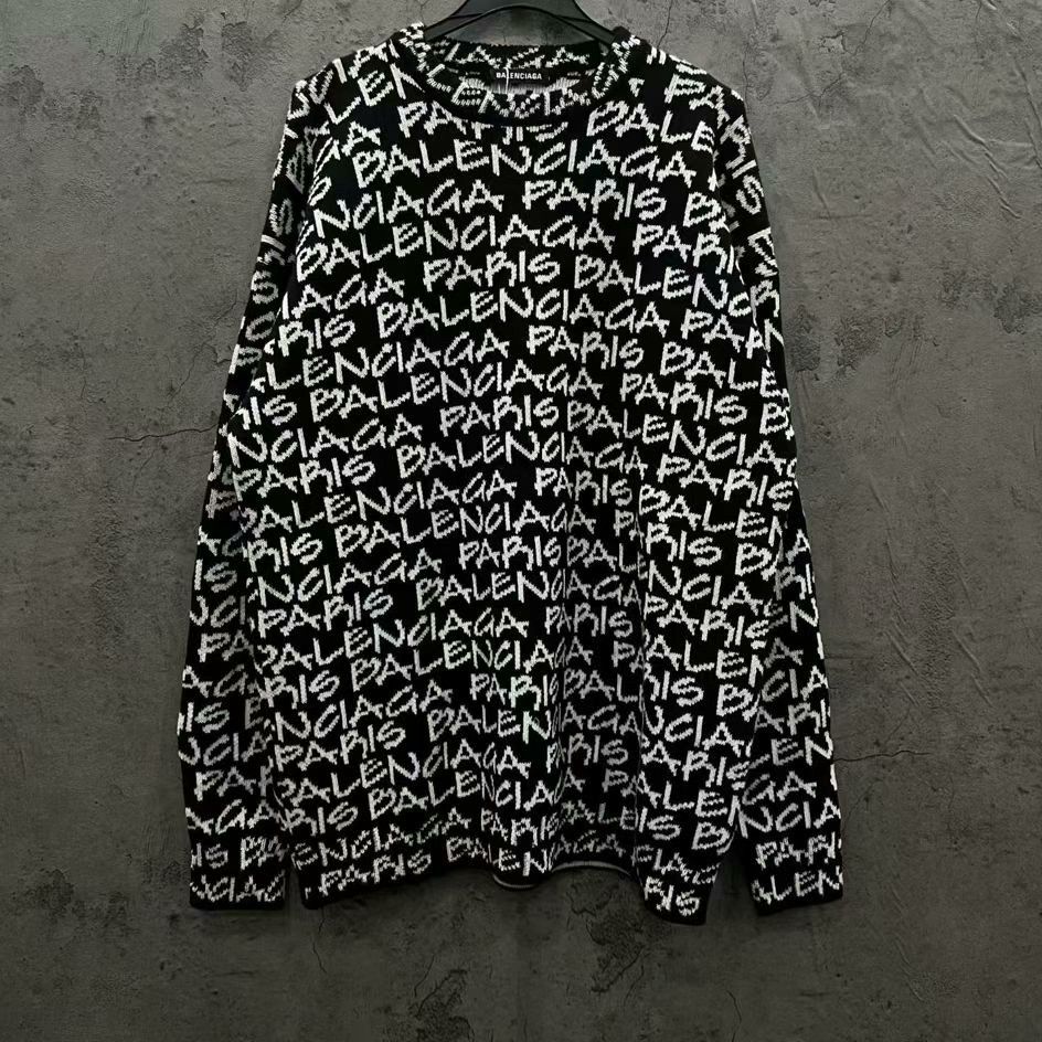 Balenciaga Balenciaga Allover Logo Knit Sweater S Size US S / EU 44-46 / 1 - 1 Thumbnail