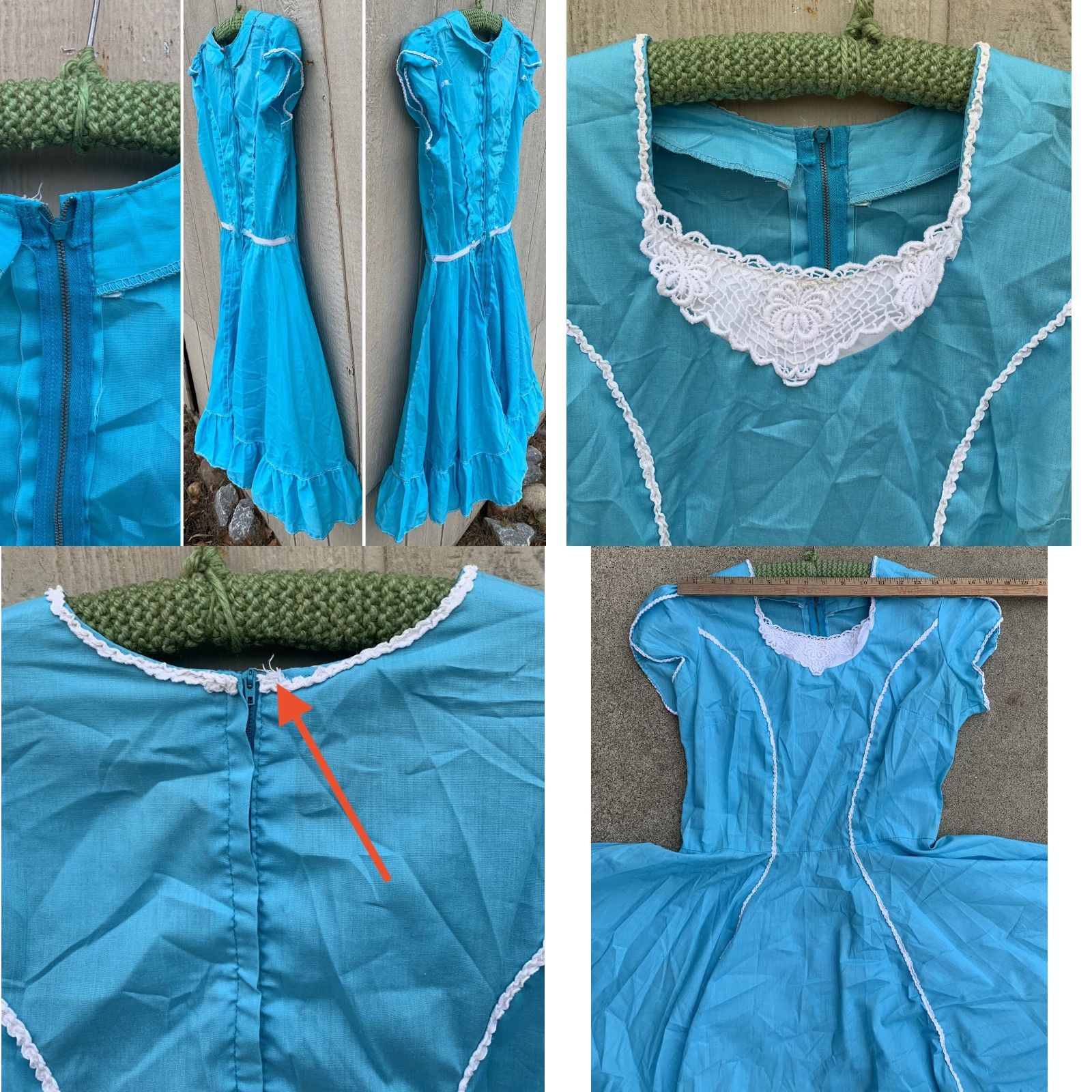 Vintage VINTAGE square dancing dress metal zipper blue white country cowgirl western Size 4XL / US 24-26 - 10 Thumbnail