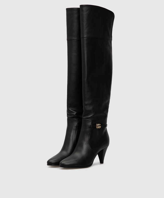 Dolce & Gabbana o1y0925 Cone Heel Boots in Black Size US 4 / IT 34 - 3 Thumbnail