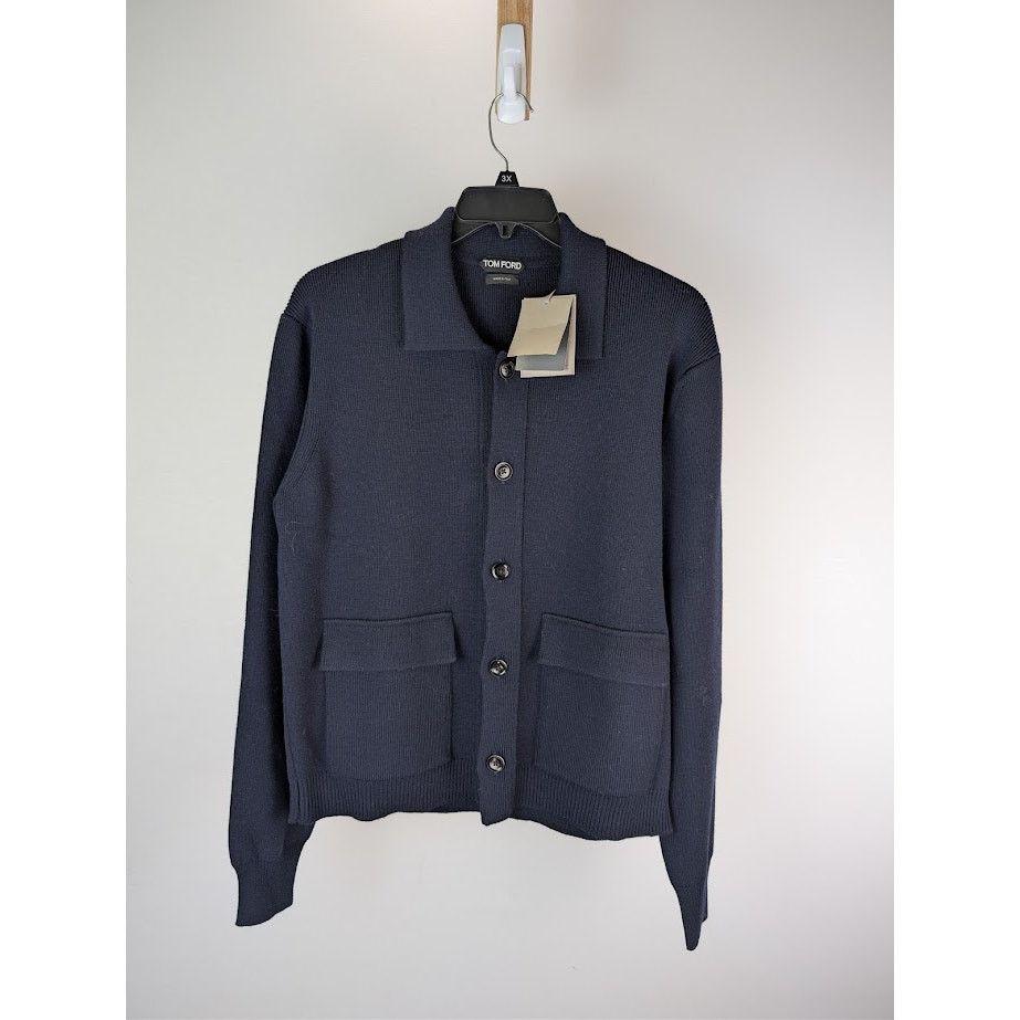 Tom Ford o1rshd1 Knitwear Button Sweater in Navy Size US L / EU 52-54 / 3 - 8 Thumbnail