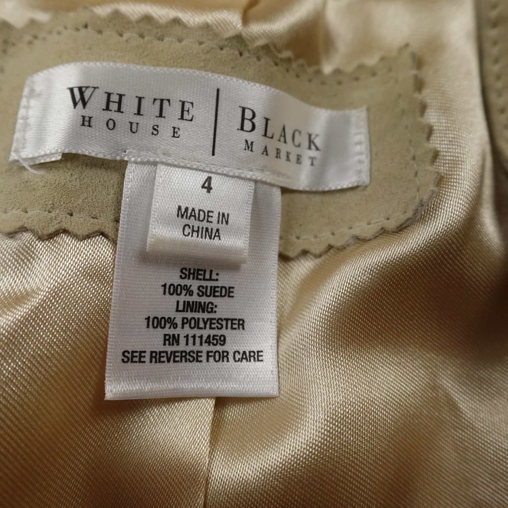 White House Black Market WHBM Jacket Womens 4 Beige Tan Suede Leather Open Front Lined Crop Bolero Coat Shirt Womens 4 Beige Tan Suede Size S / US 4 / IT 40 - 4 Thumbnail