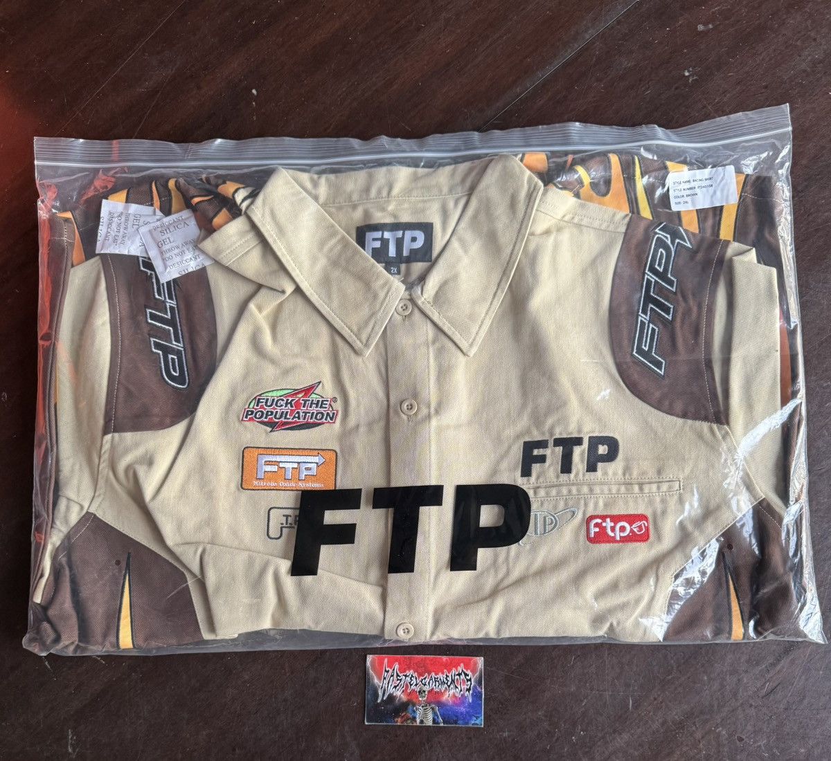 Fuck The Population FTP Raceway Button up Shirt Tan Size US XXL / EU 58 / 5 - 1 Thumbnail