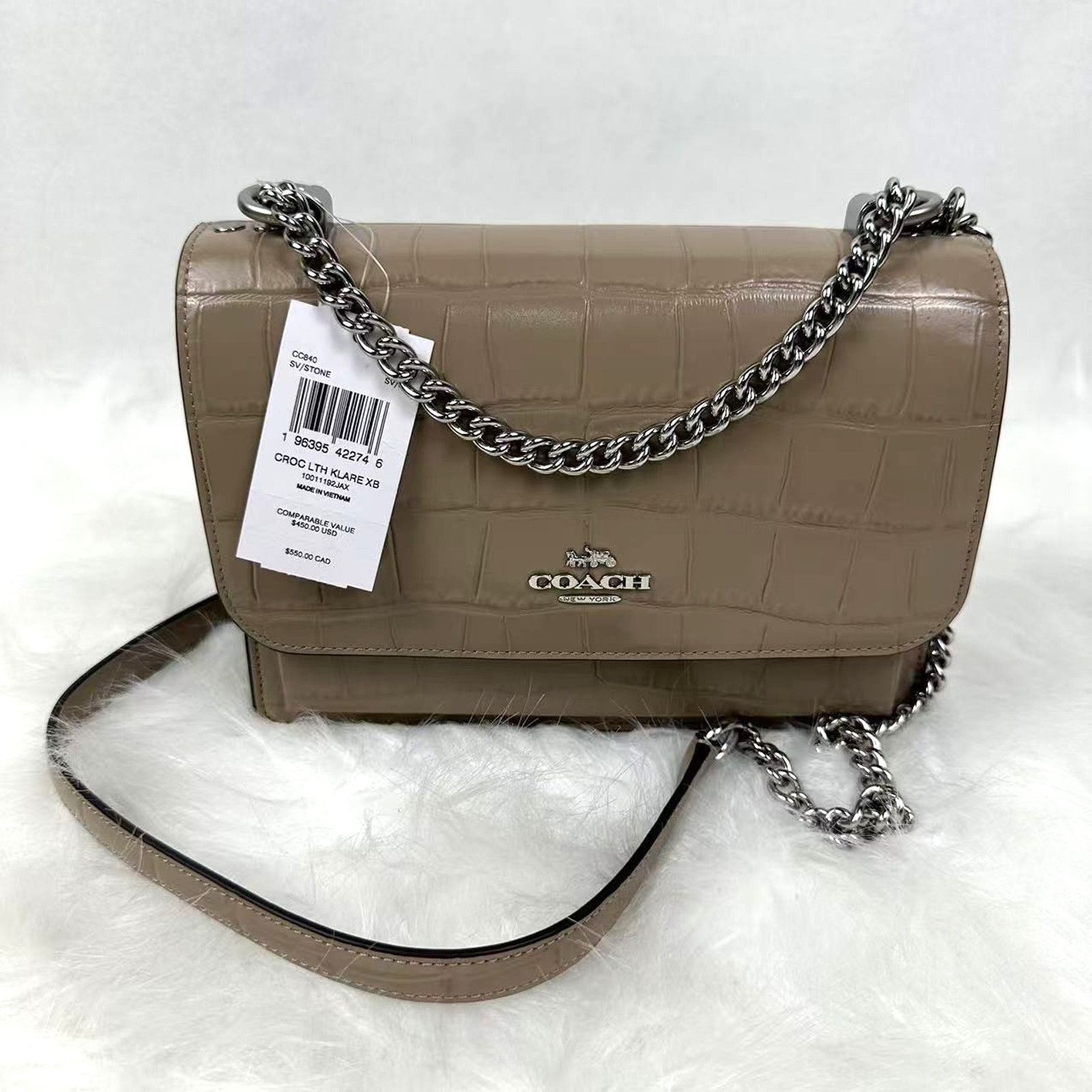 Coach Coach Klare xbody Crocodile-embossed Leather Silver Stone Size ONE SIZE - 1 Thumbnail