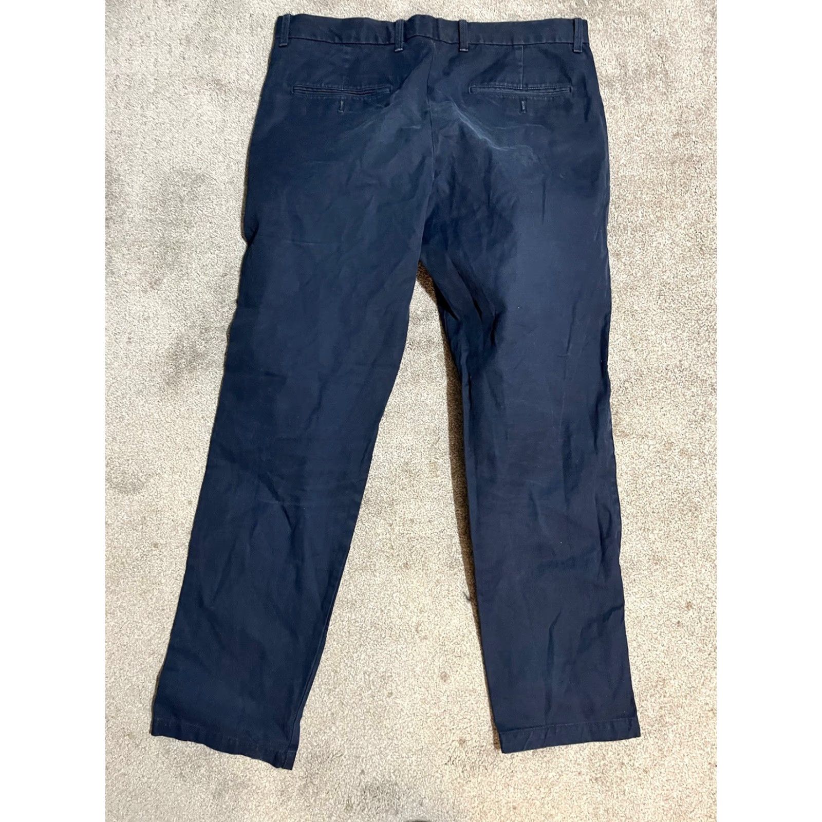 Gap Gap Slim Chino Pants Men 33x30 Navy Blue Solid Khakis Casual Flat Front Zipper Slimming Cotton 30 In Inseam Regular Style Pants VINTAGE No Size US 33 - 2 Thumbnail