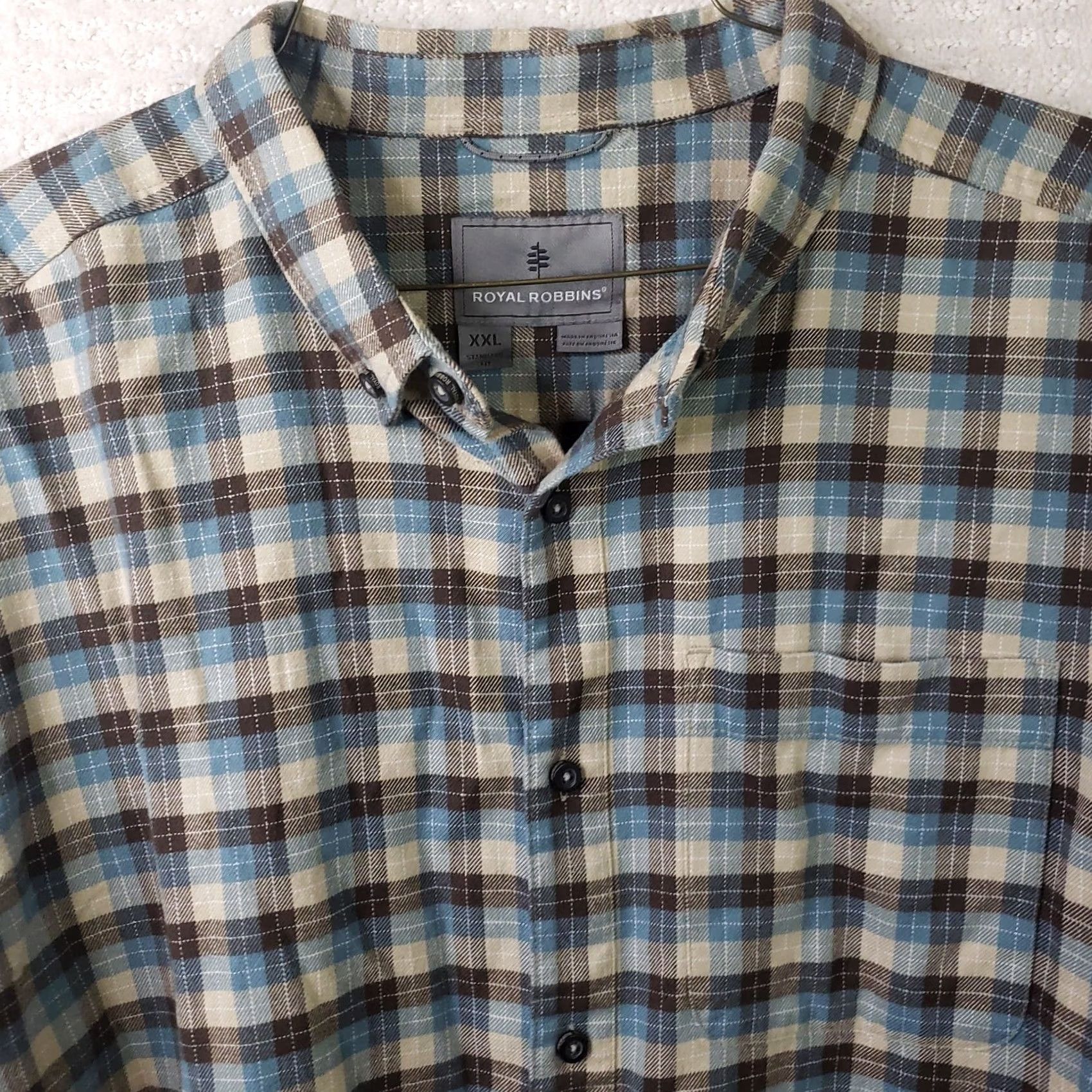 Royal Robbins Royal Robbins Flannel Shirt Mens XXL Blue Green Plaid Button Up Long Sleeve Classic Outdoor Designer Size US XXL / EU 58 / 5 - 3 Thumbnail