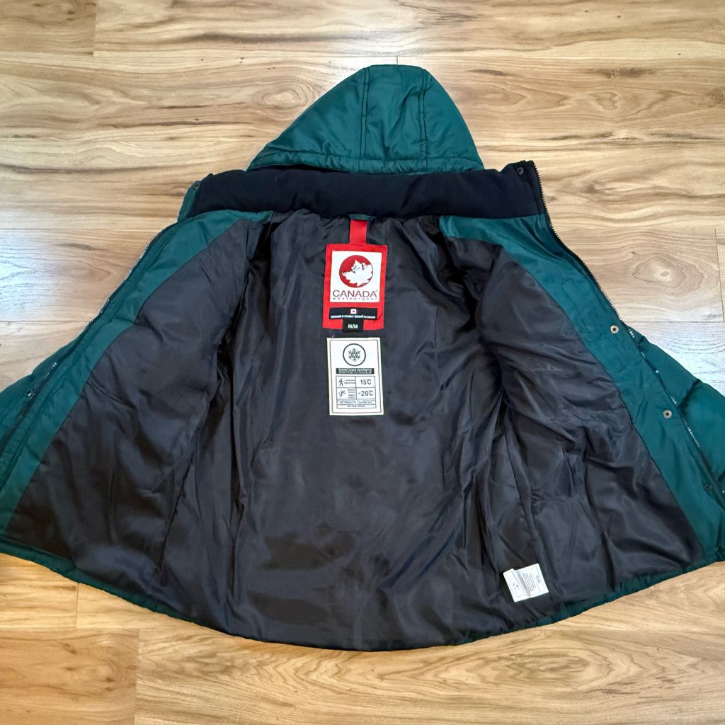 Jordan Brand Canada Weathergear Girls Youth Hooded Puffer Jacket Green M Size XS / US 0-2 / IT 36-38 - 7 Thumbnail