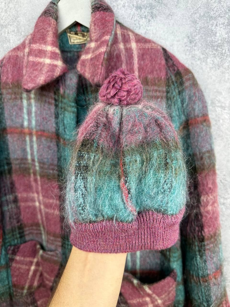 Designer Andrew Stewart 80s Mohair Wool Tartan Sleeveless Coat+Hat Size L / US 10 / IT 46 - 6 Thumbnail