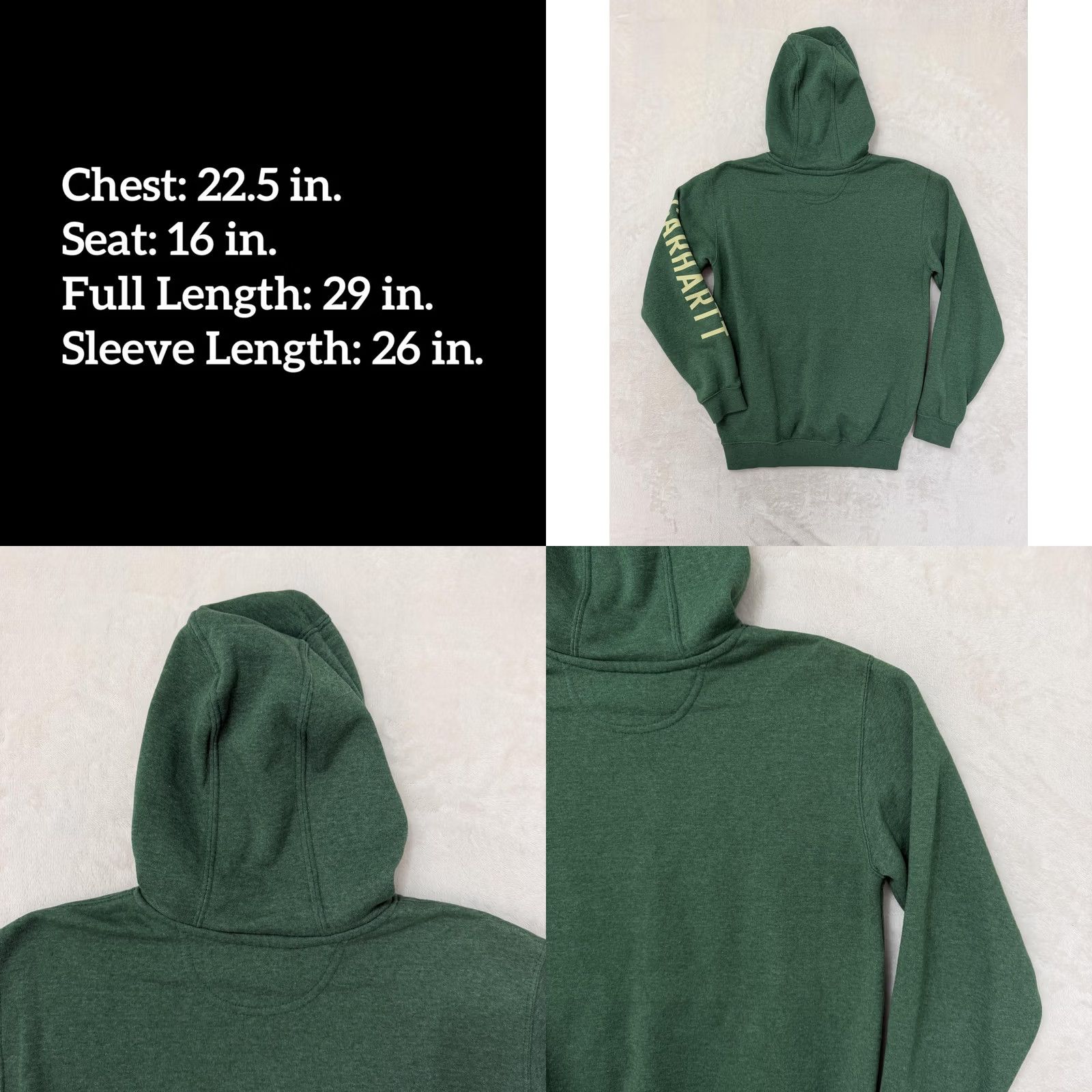 Carhartt Carhartt Hoodie Sweatshirt Mens Small Green Logo Fleece Pullover Crew Neck Pockets Graphic Print Relaxed Fit Size US S / EU 44-46 / 1 - 8 Thumbnail