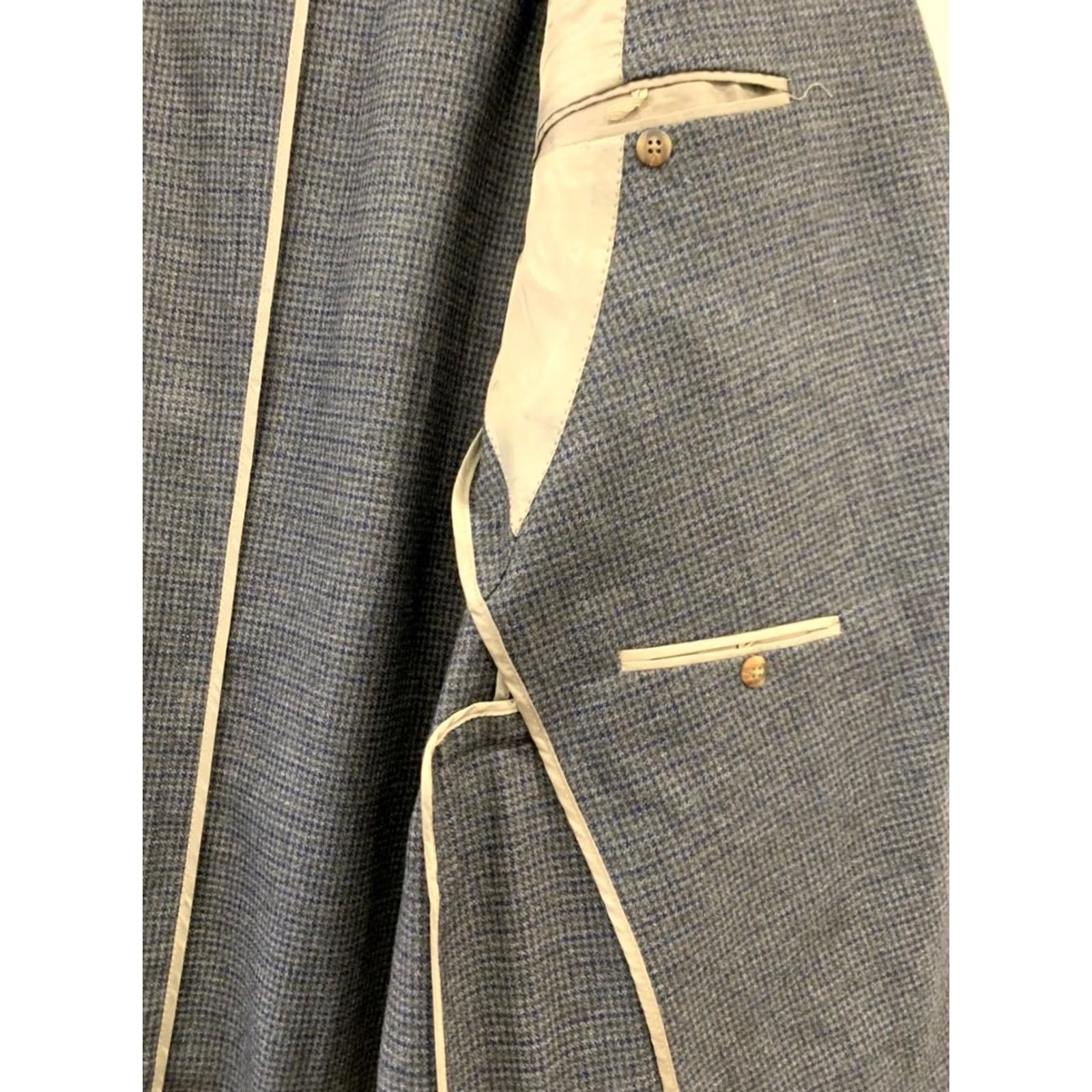 Paul Stuart Paul Stuart Blazer Sport Coat 46R Gray Blue Houndstooth Wool Made In Canada Mens Size 46R - 7 Thumbnail