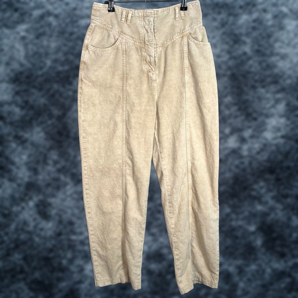 ba&sh Ba&Sh Womens High-Waisted Tapered Pants Size 2 Beige Cotton Linen Blend Size 26" / US 2 / IT 38 - 1 Thumbnail