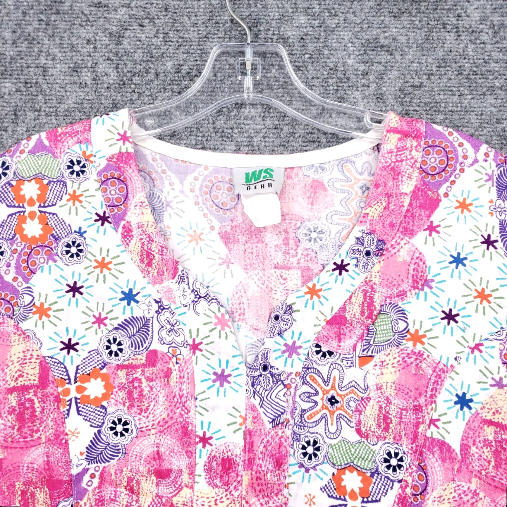 Pinko WS Gear Scrub Top Womens M Medium Pink Patterned Short Sleeves Size M / US 6-8 / IT 42-44 - 6 Thumbnail