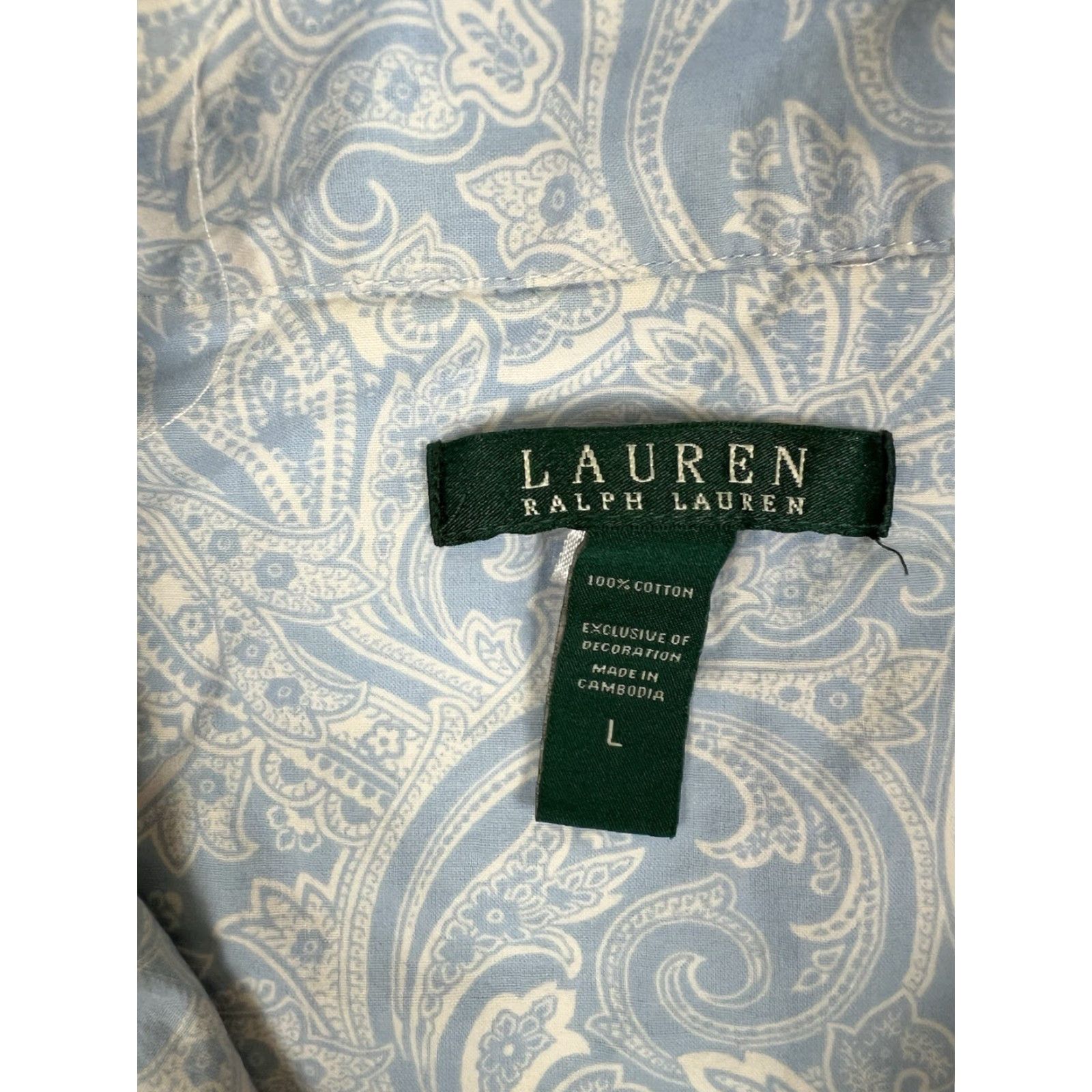 Ralph Lauren Lauren Ralph Lauren Pajama Shirt Collar Button Shirt Women L Blue Paisley Size L / US 10 / IT 46 - 2 Thumbnail
