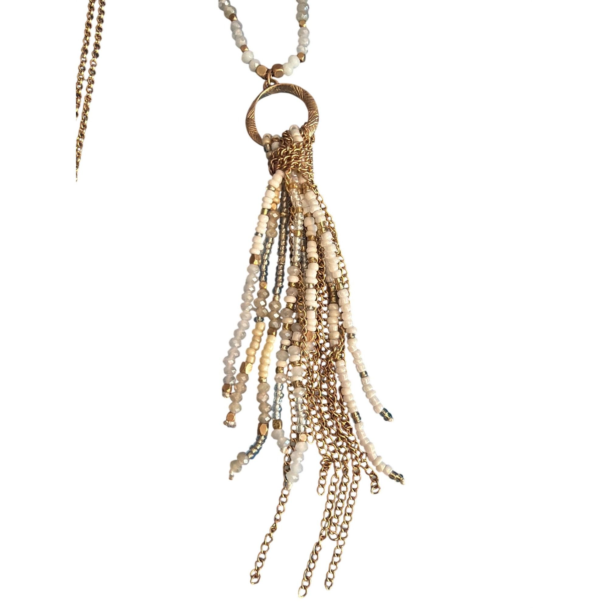 Other Melrose And Market Gold White Cream Beaded Tassel Necklace N Size ONE SIZE - 2 Thumbnail