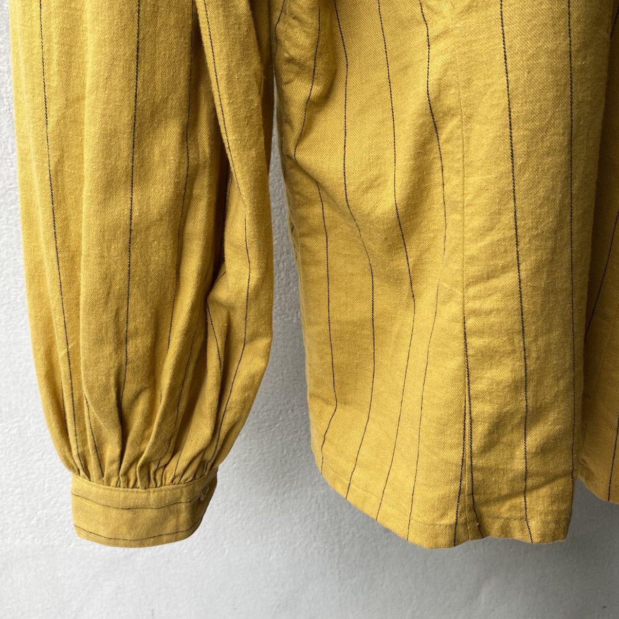 Norma Kamali Norma Kamali Yellow Stripe Soft Button Blouse Size M / US 6-8 / IT 42-44 - 11 Thumbnail