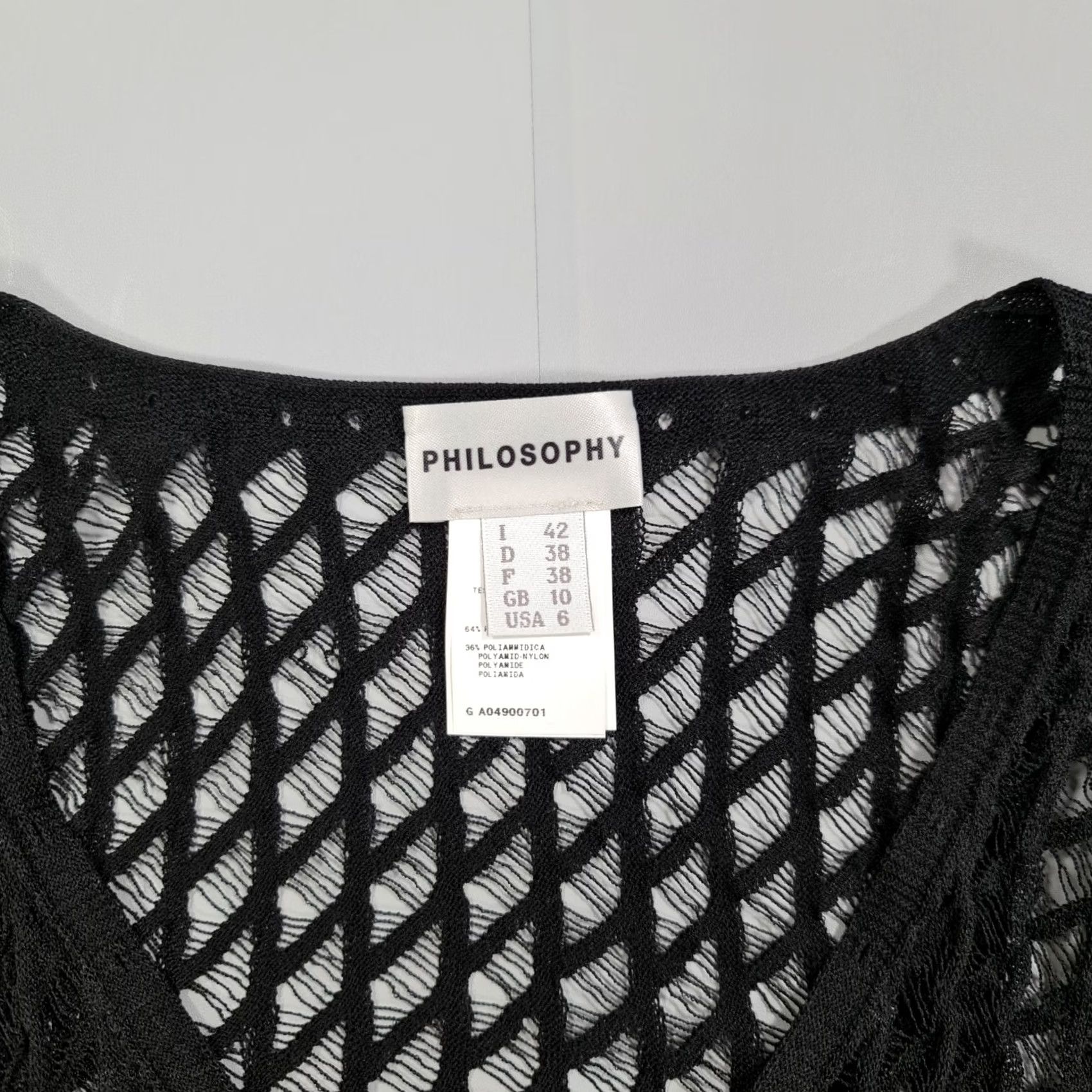 Vintage Philosophy Maxi Dress Black 10 UK - Long Sleeve Crochet Knit Size L / US 10 / IT 46 - 4 Thumbnail
