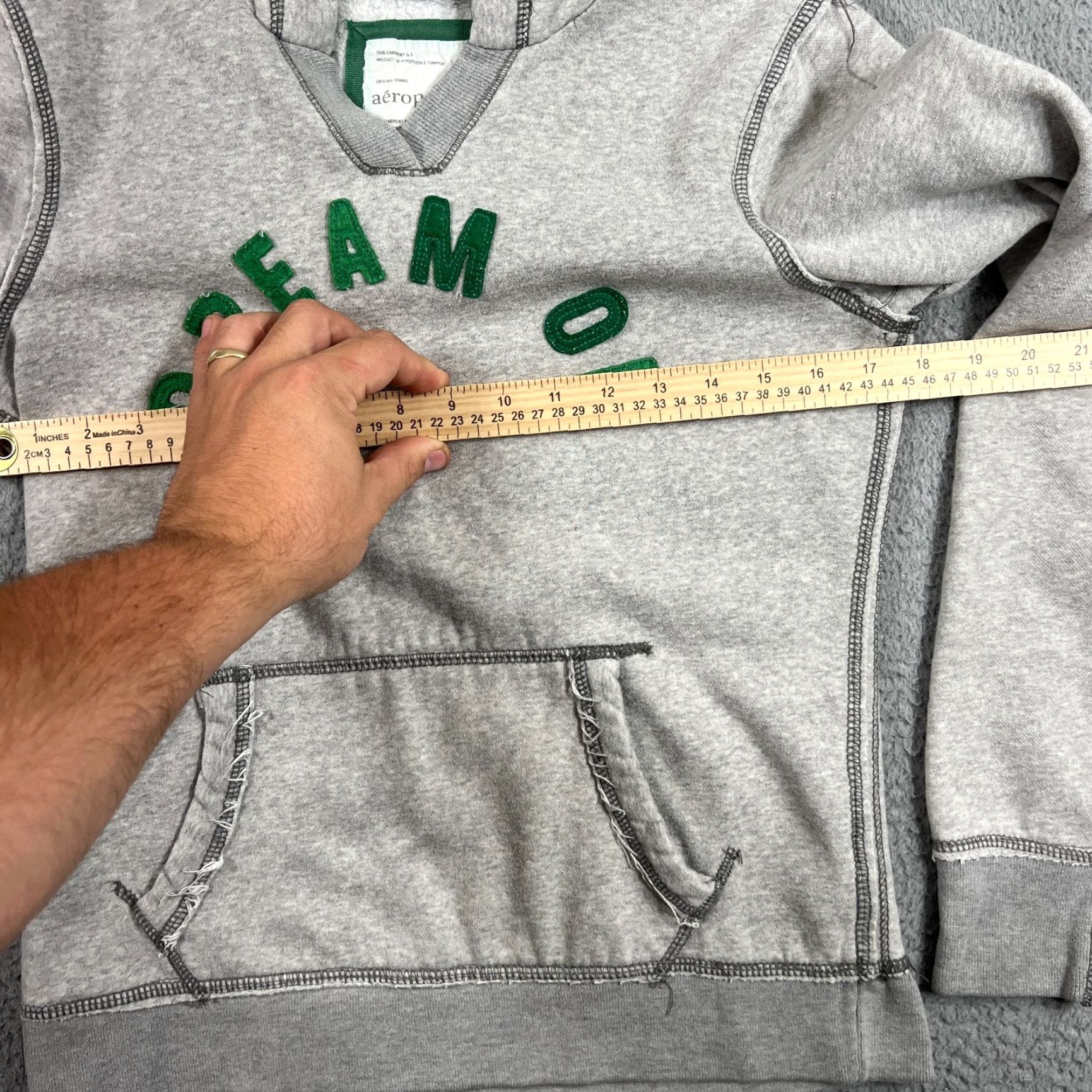 Vintage Aéropostale Dream On Exposed Seam Hoodie Pullover Sweatshirt Long Sleeve Gray M Size M / US 6-8 / IT 42-44 - 5 Thumbnail
