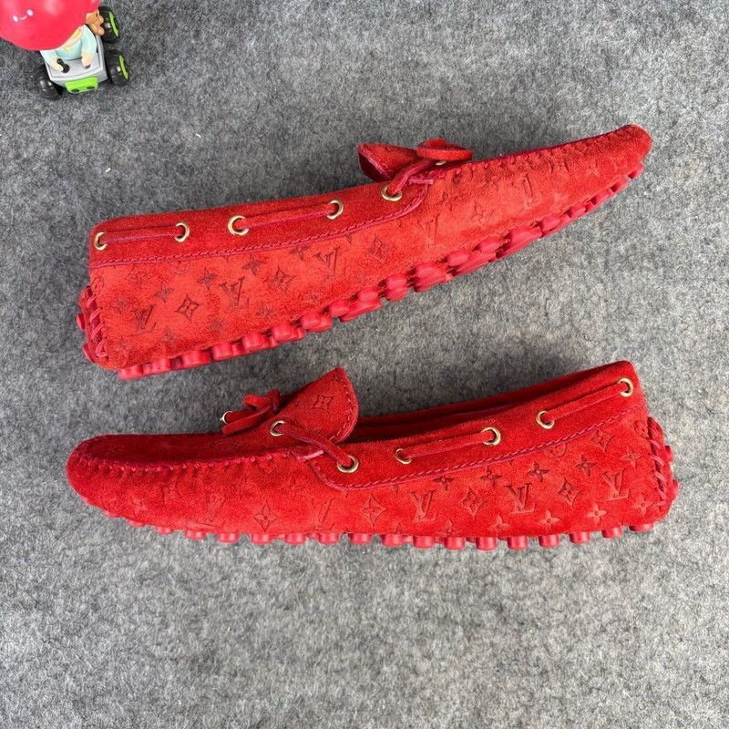 Louis Vuitton Louis Vuitton Red Suede Moccasin Loafers - Size US 7.5 / EU 40-41 - 5 Thumbnail