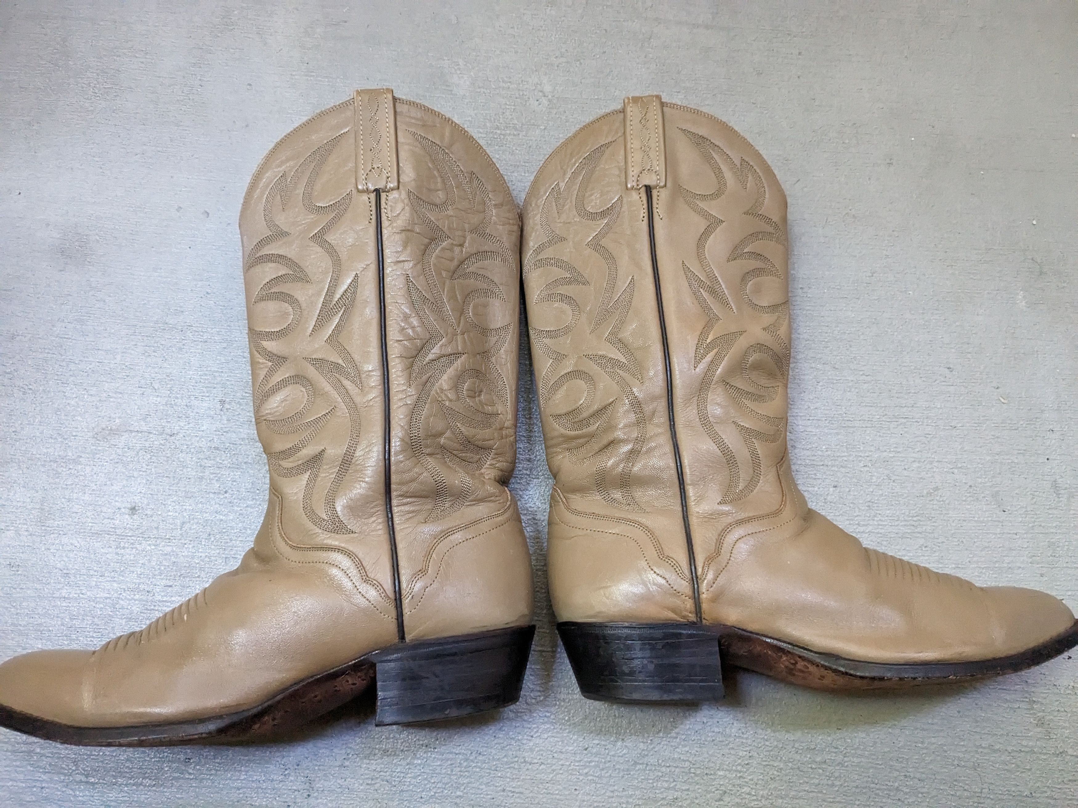 Genuine Leather El Dorado Cowboy Boots Taupe Leather 9 Western Botas Size US 9 / EU 42 - 7 Thumbnail