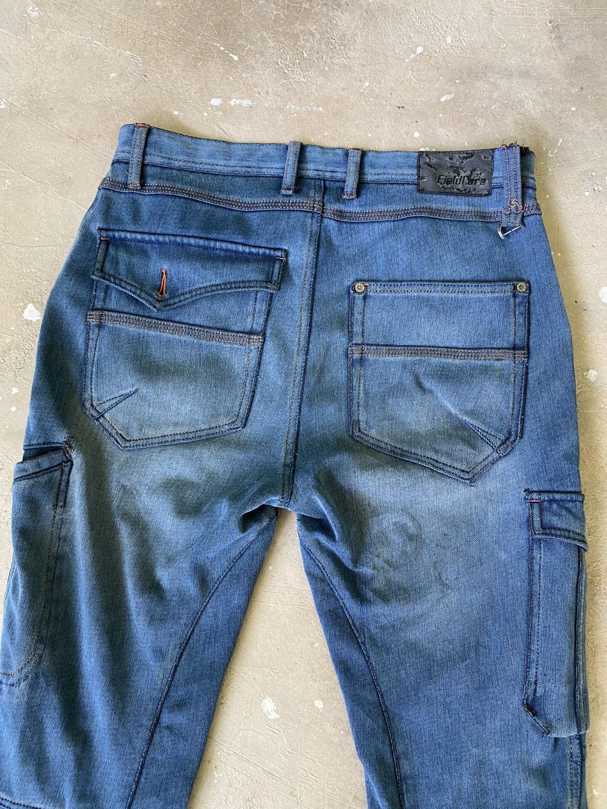 Japanese Brand FieldCore Multi Pocket 3D Cargo Denim Jeans Size US 33 - 7 Thumbnail