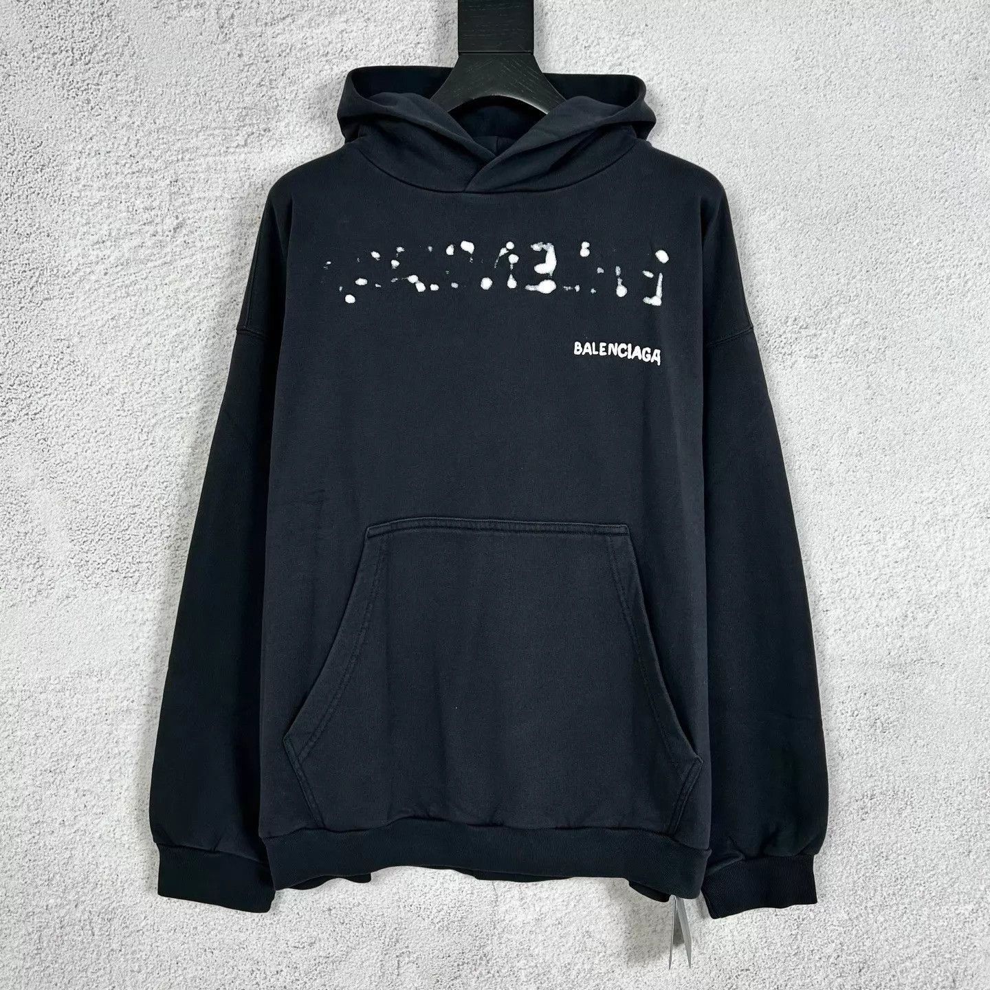 Balenciaga Black Printed Hoodie with Front Pocket Size US S / EU 44-46 / 1 - 1 Thumbnail