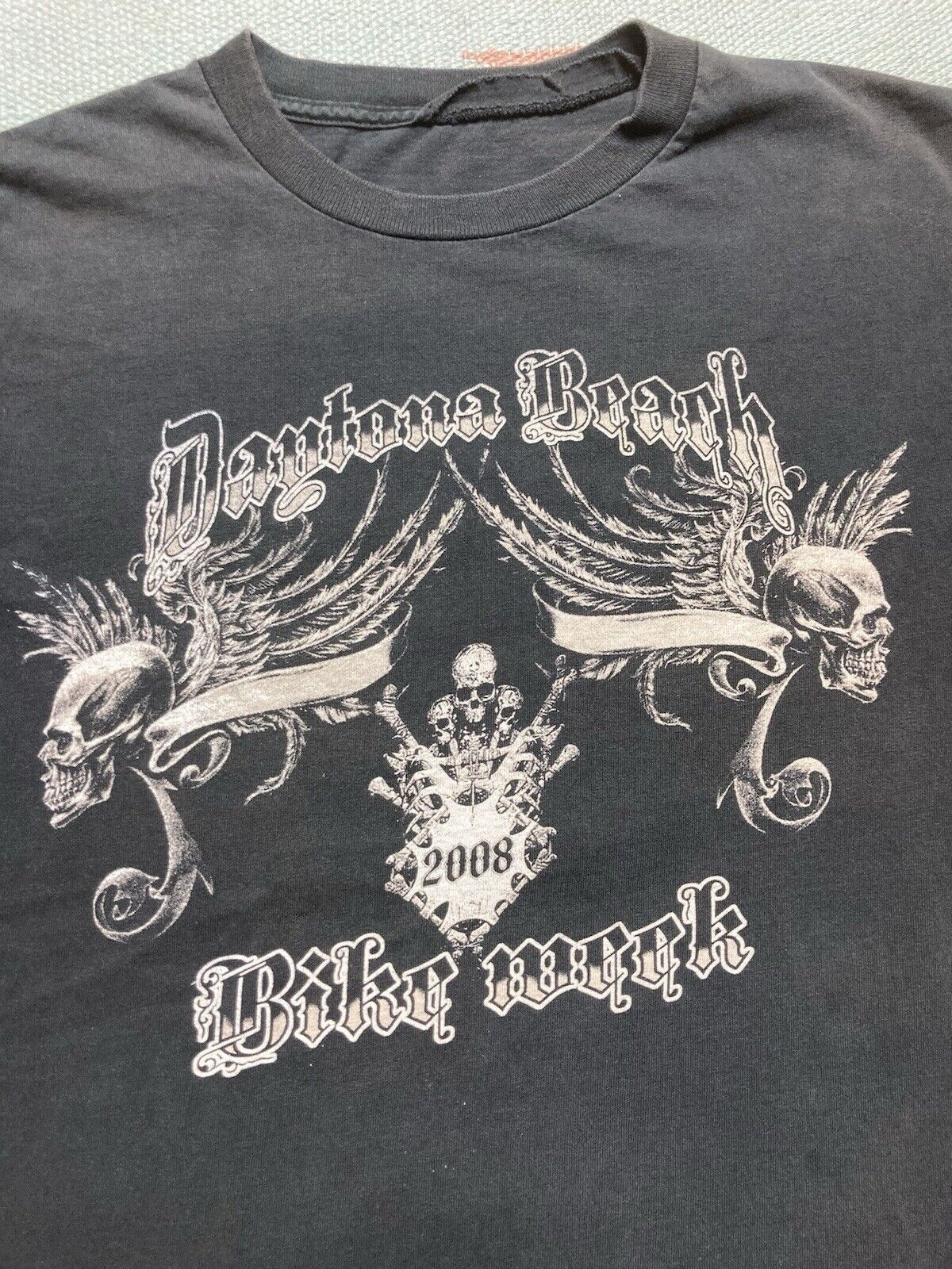 Vintage VTG y2k t shirt Daytona bike week skulls grunge faded goth M Size US M / EU 48-50 / 2 - 2 Thumbnail