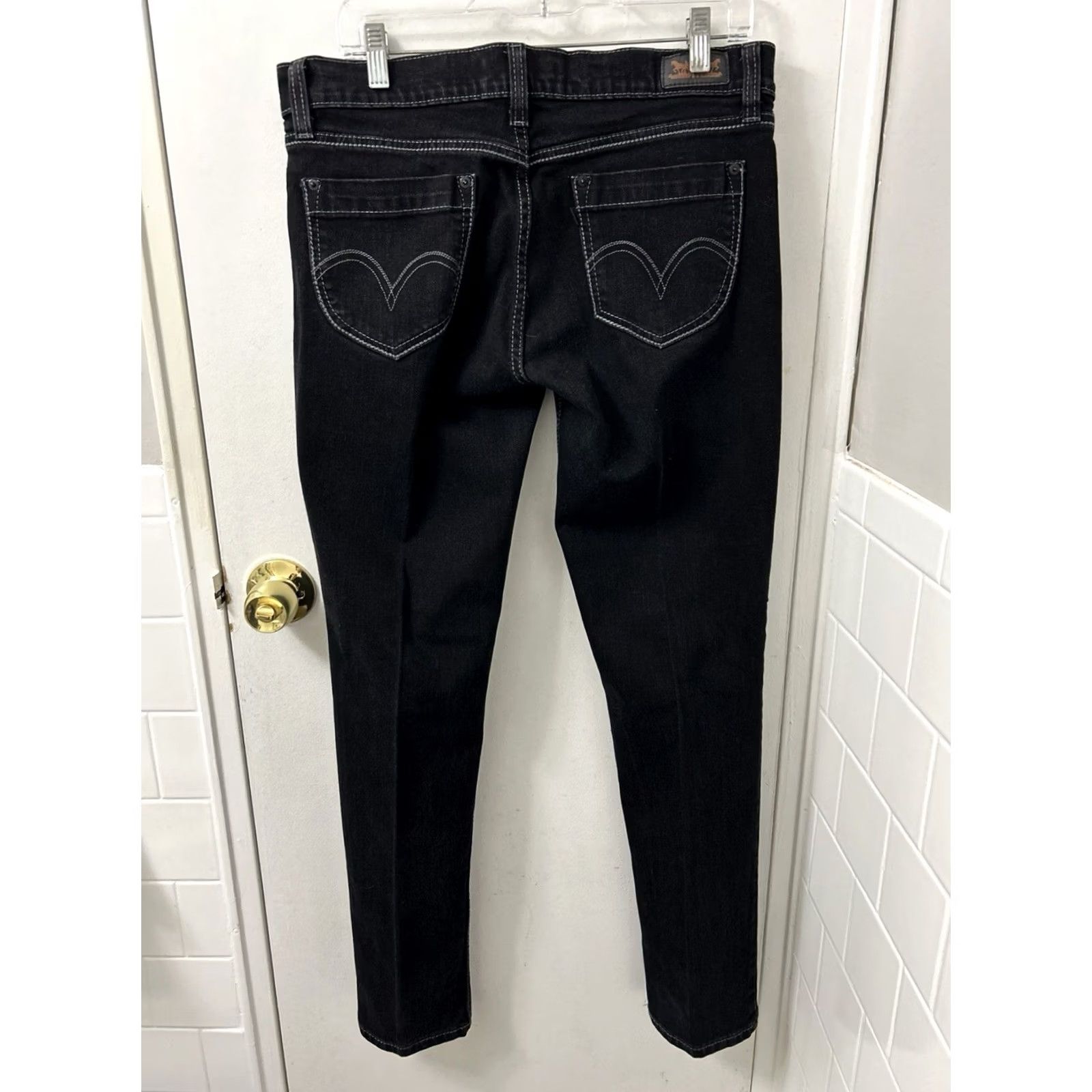 Levi's Levis 524 Too Superlow Jeans Slim Fit Black Contrast Stitching VTG Y2K Womens 13 Size 24" / US 00 / IT 34 - 5 Thumbnail