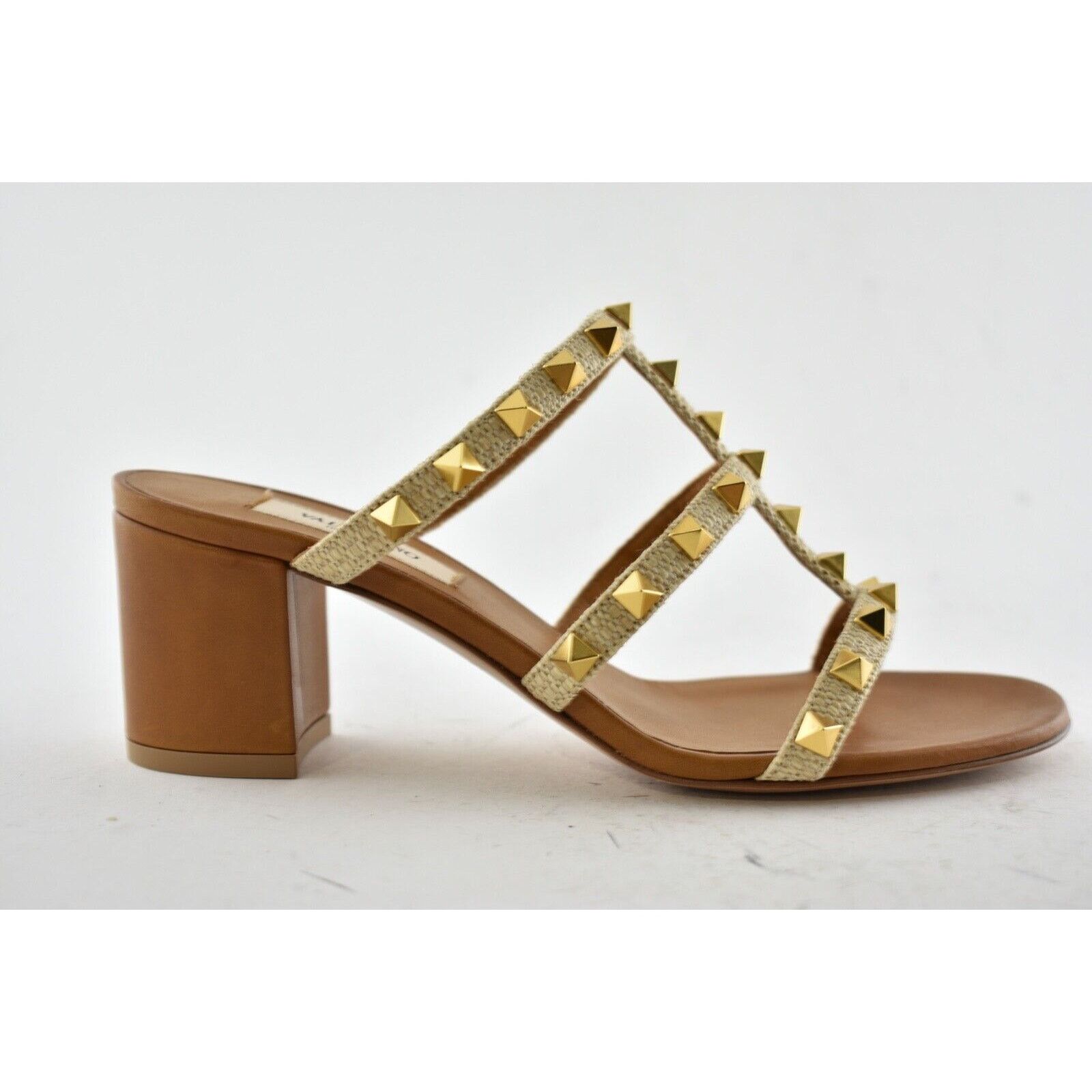 Valentino Valentino Rockstud City Slide 60mm Brown Mule Caged Size US 6 / IT 36 - 2 Thumbnail