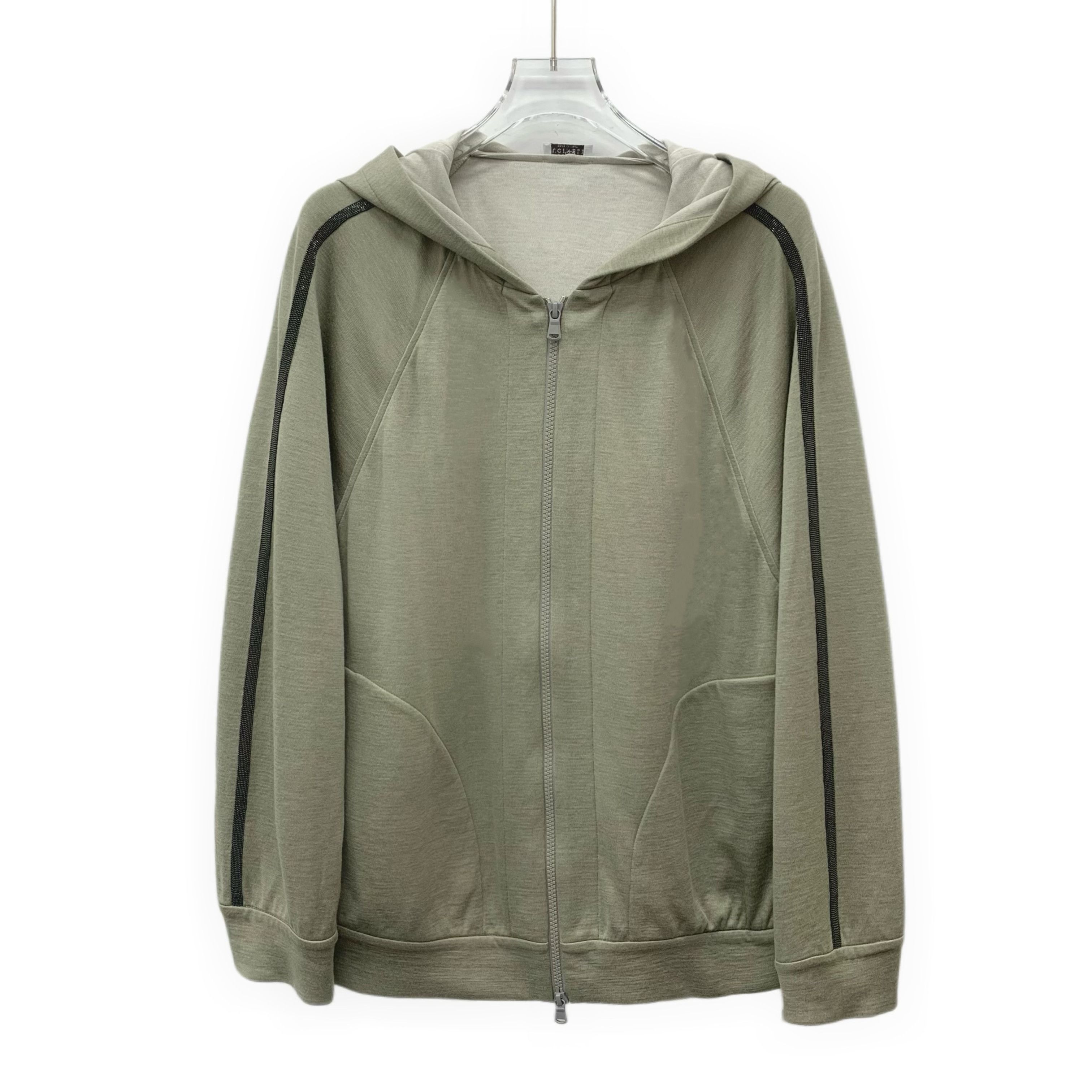 Brunello Cucinelli Brunello Cucinelli Grey-Green Zip Hoodie (Size L) Size US L / EU 52-54 / 3 - 1 Thumbnail