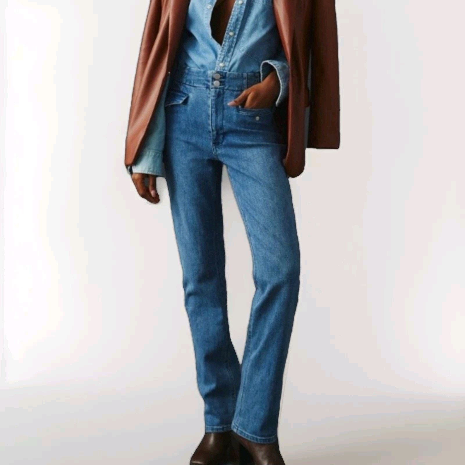 Anthropologie Anthropologie x Maeve High-Rise Front Flap Pockets Straight Size 27" / US 4 / IT 40 - 1 Thumbnail
