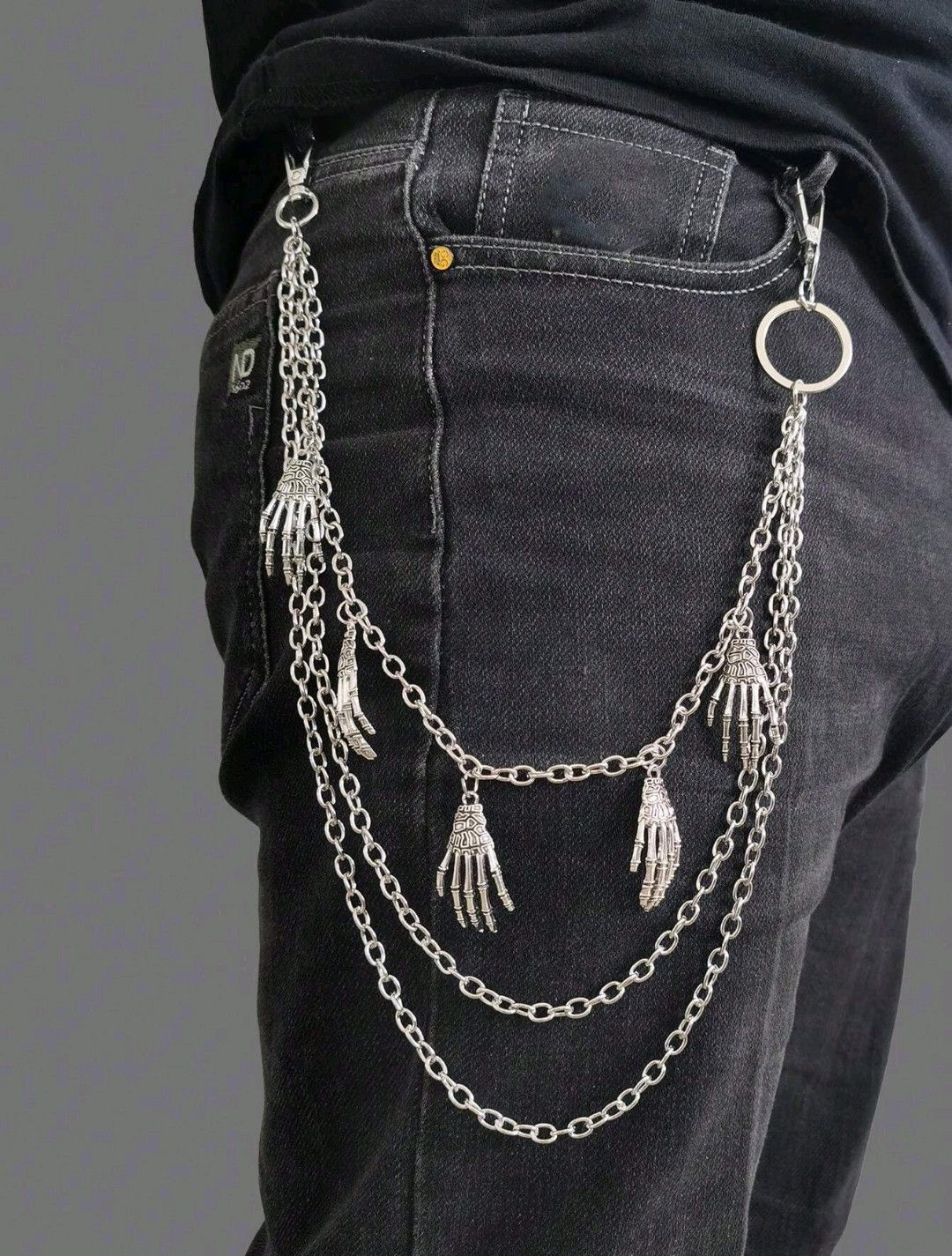 Japanese Brand × Vintage Halloween Silver Ghost Hand Metal Three-layer Chain sh Size ONE SIZE - 1 Thumbnail
