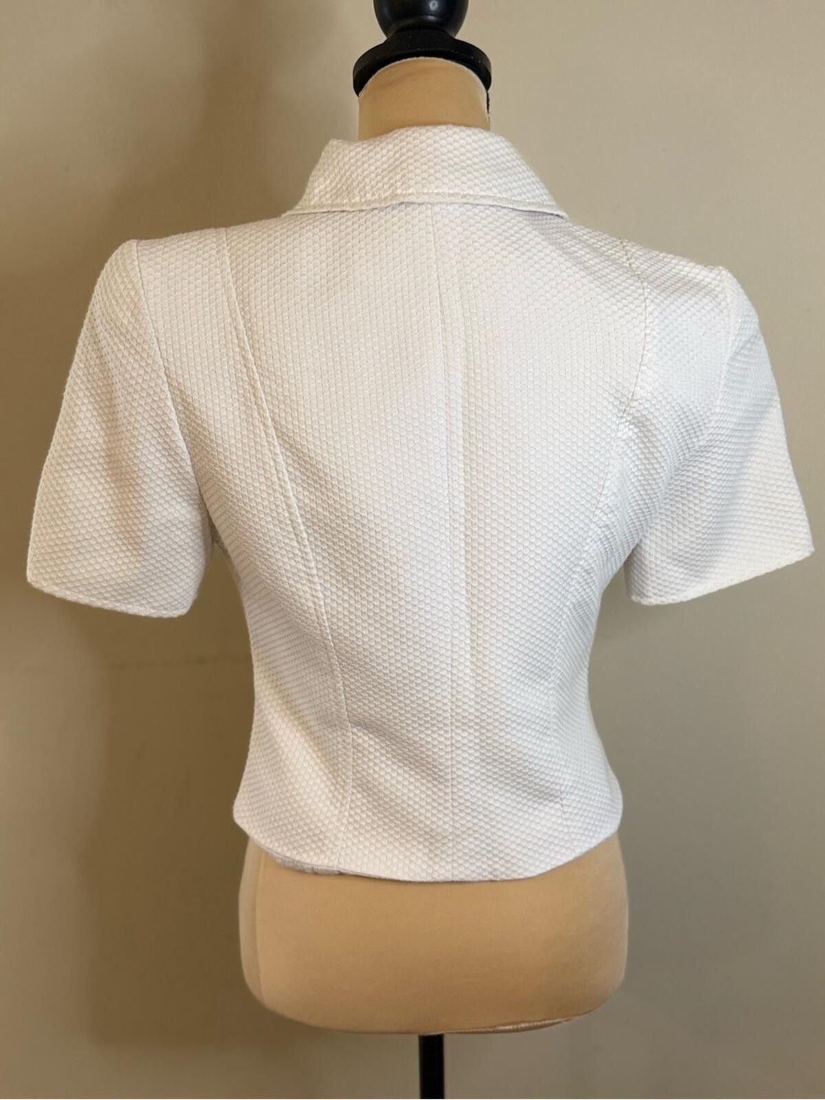 Other Jessica Ash white crop honeycomb textured blazer jacket SZ 4 Size S / US 4 / IT 40 - 4 Thumbnail