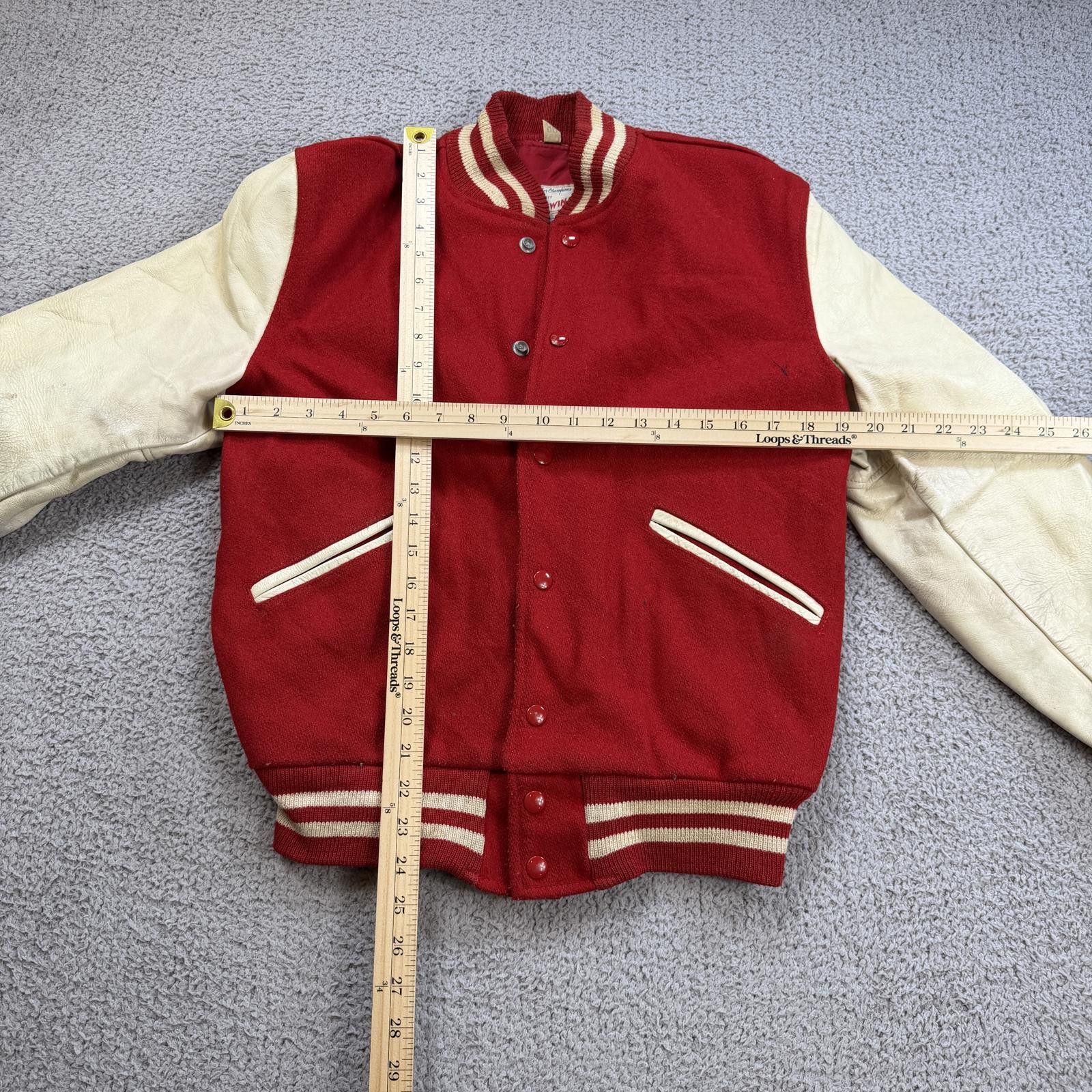 Other Vintage 70s Butwin Varsity Jacket Red Wool Leather Letterman Size US S / EU 44-46 / 1 - 3 Thumbnail