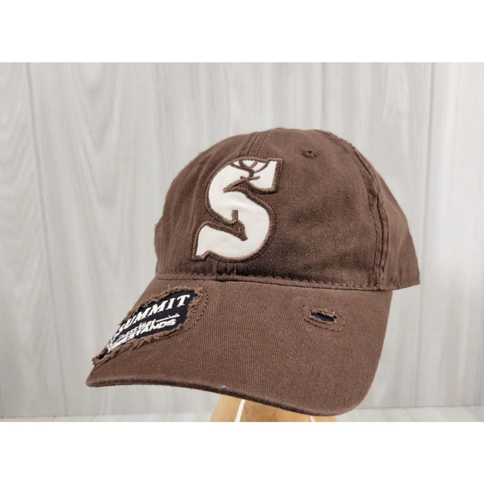 Vintage SUMMIT HUNTING TREESTAND Brown Trucker Hat Strapback Cap Logo Adjustable Men USA Deer Hunting Cap Size ONE SIZE - 2 Thumbnail