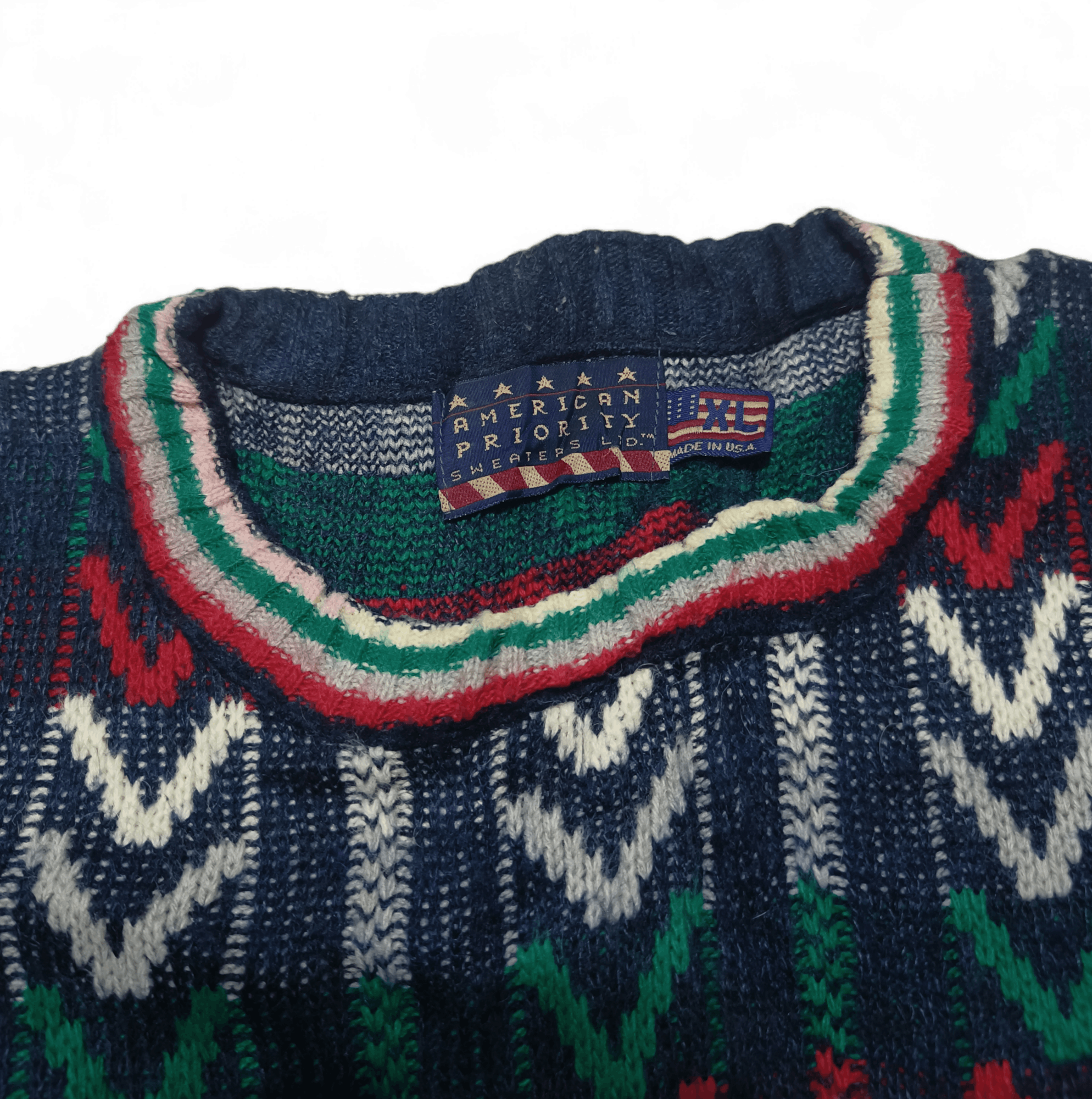 Other Vintage 80s AMERICAN PRIORITY Ethnic Striped Knit Sweater Size US XL / EU 56 / 4 - 8 Thumbnail