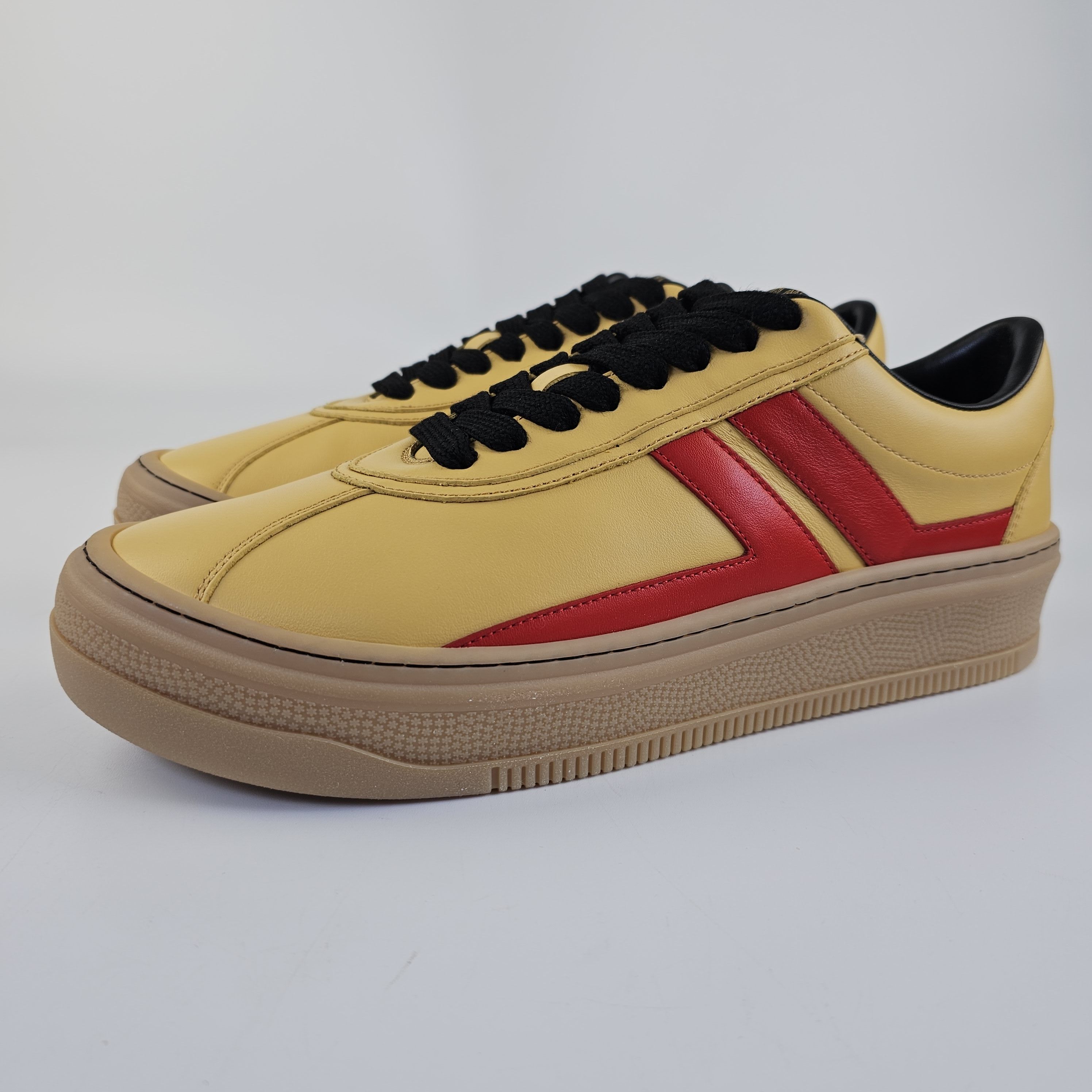 Lanvin Cash Yellow/Red Leather Low Top Sneakers New