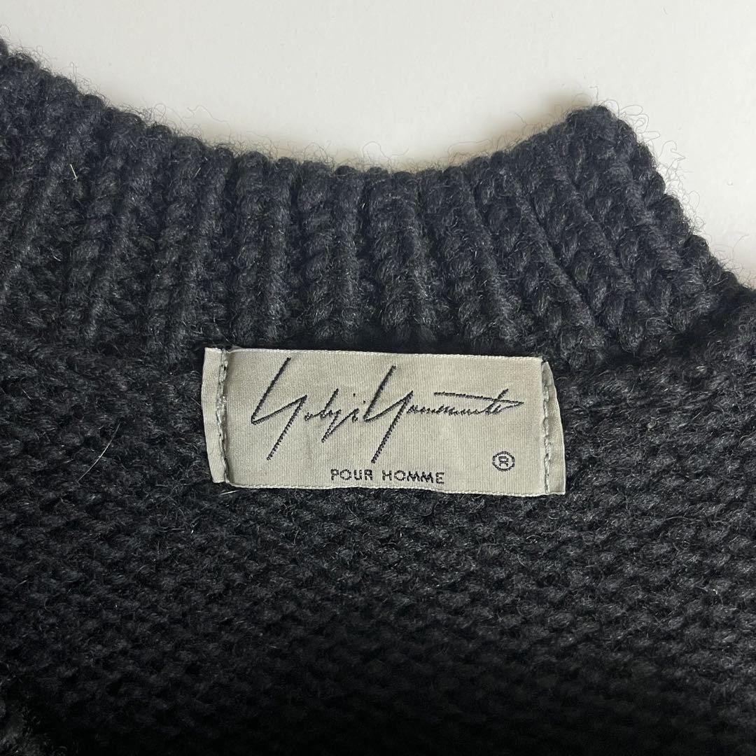 Yohji Yamamoto POUR HOMME 18aw Lace-up docking knit black Size US L / EU 52-54 / 3 - 4 Thumbnail