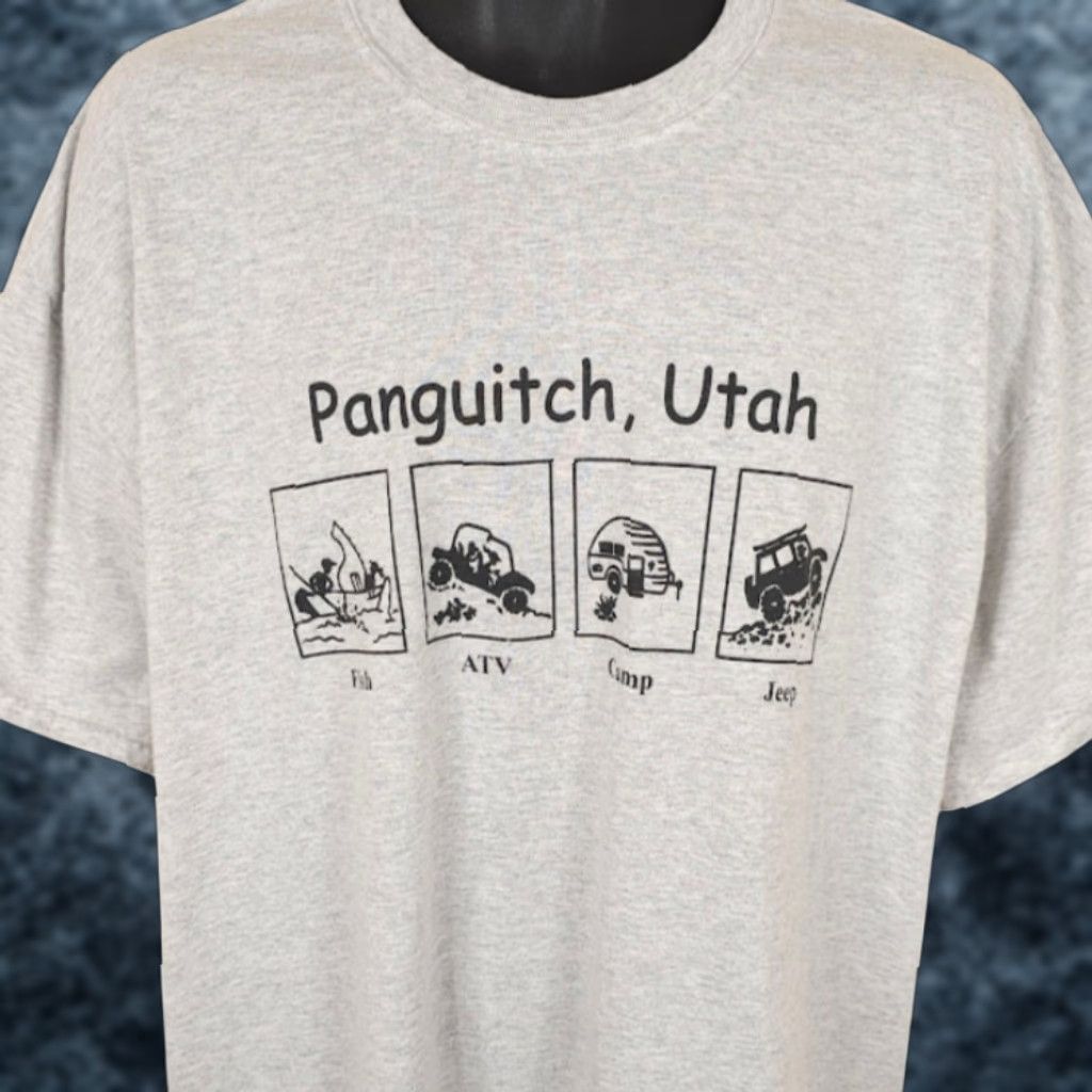 Gildan Panguitch Utah T Shirt Mens Size 2XL Gray Fish ATV Camp Jeep Travel Destination Size US XXL / EU 58 / 5 - 1 Thumbnail