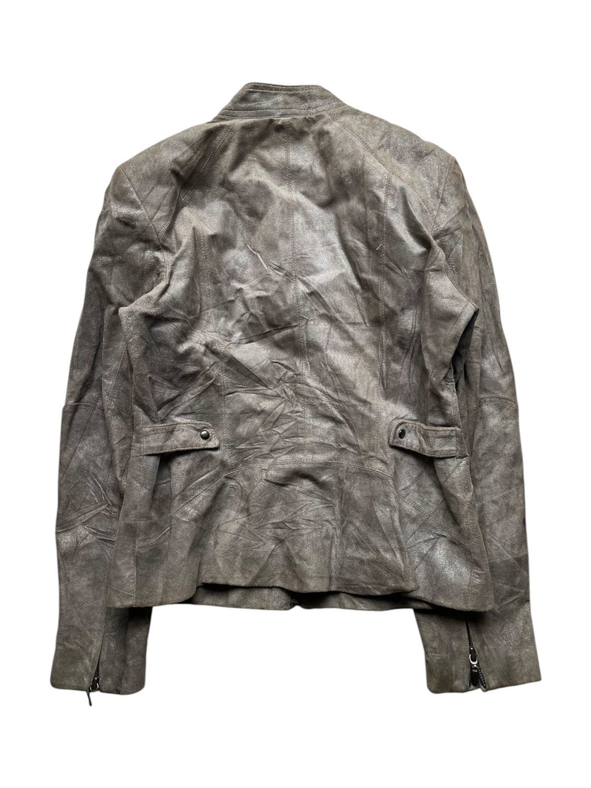 Isamu Katayama Backlash 2000s Alfani Petite dust gray wax glitter leather jacket Size US S / EU 44-46 / 1 - 2 Thumbnail