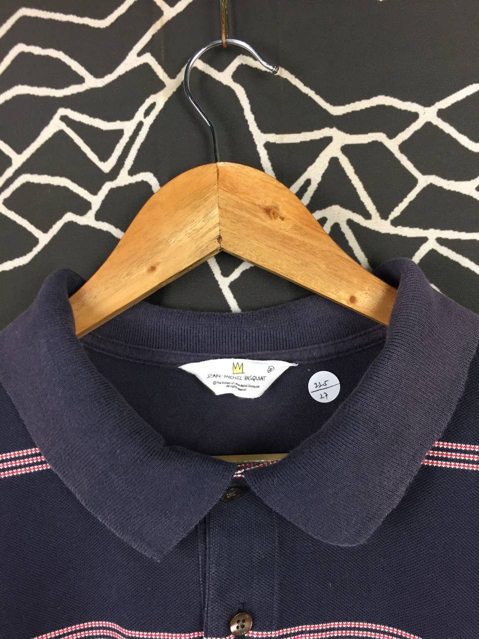 Jean-Michel Basquiat Uniqlo x Jean-Michel Basquiat Crown Logo Striped Polo Shirt Size US XL / EU 56 / 4 - 4 Thumbnail