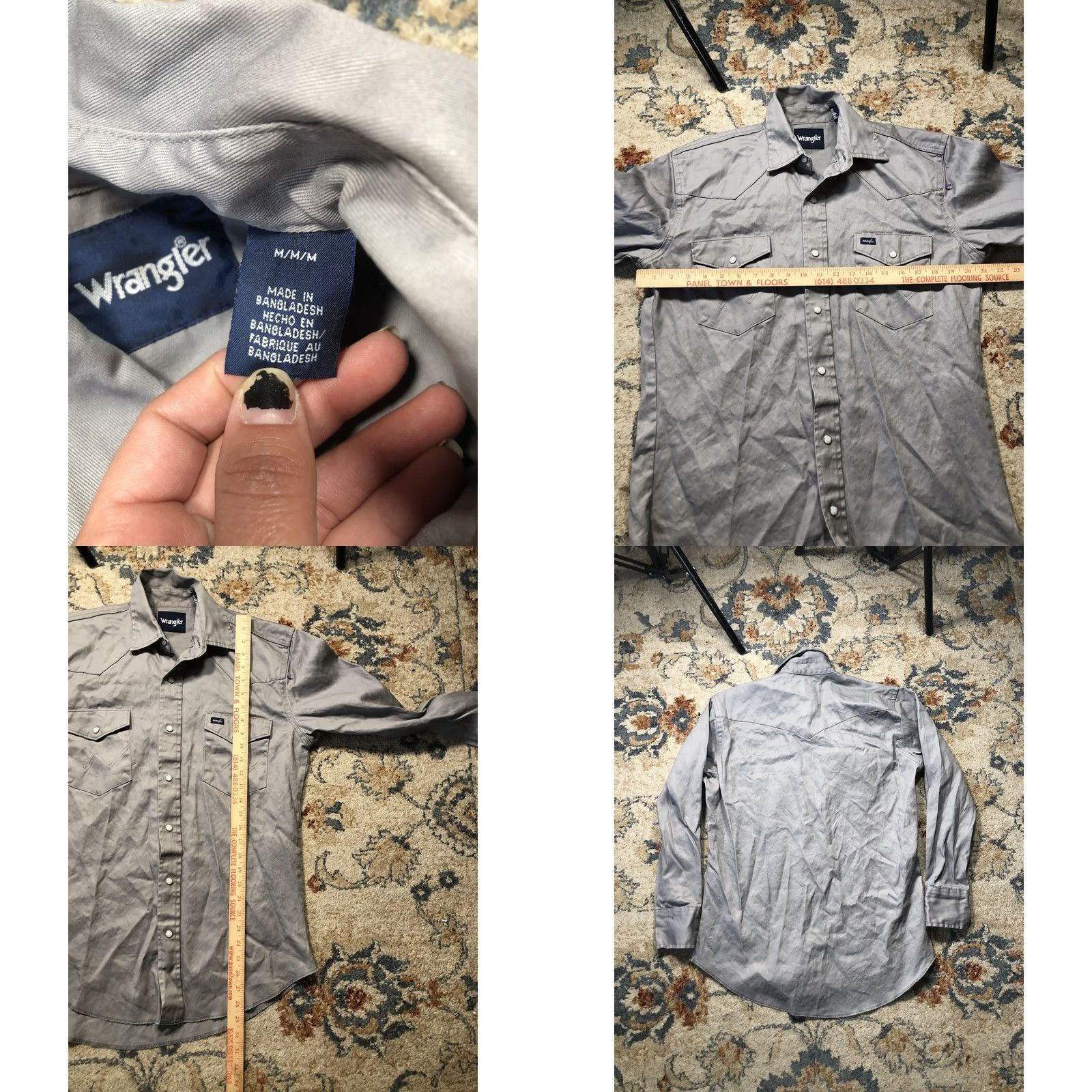 Wrangler VINTAGE Wrangler Shirt Mens Medium Gray Twill Western Pearl Snap Long Sleeve Casual Size US M / EU 48-50 / 2 - 8 Thumbnail