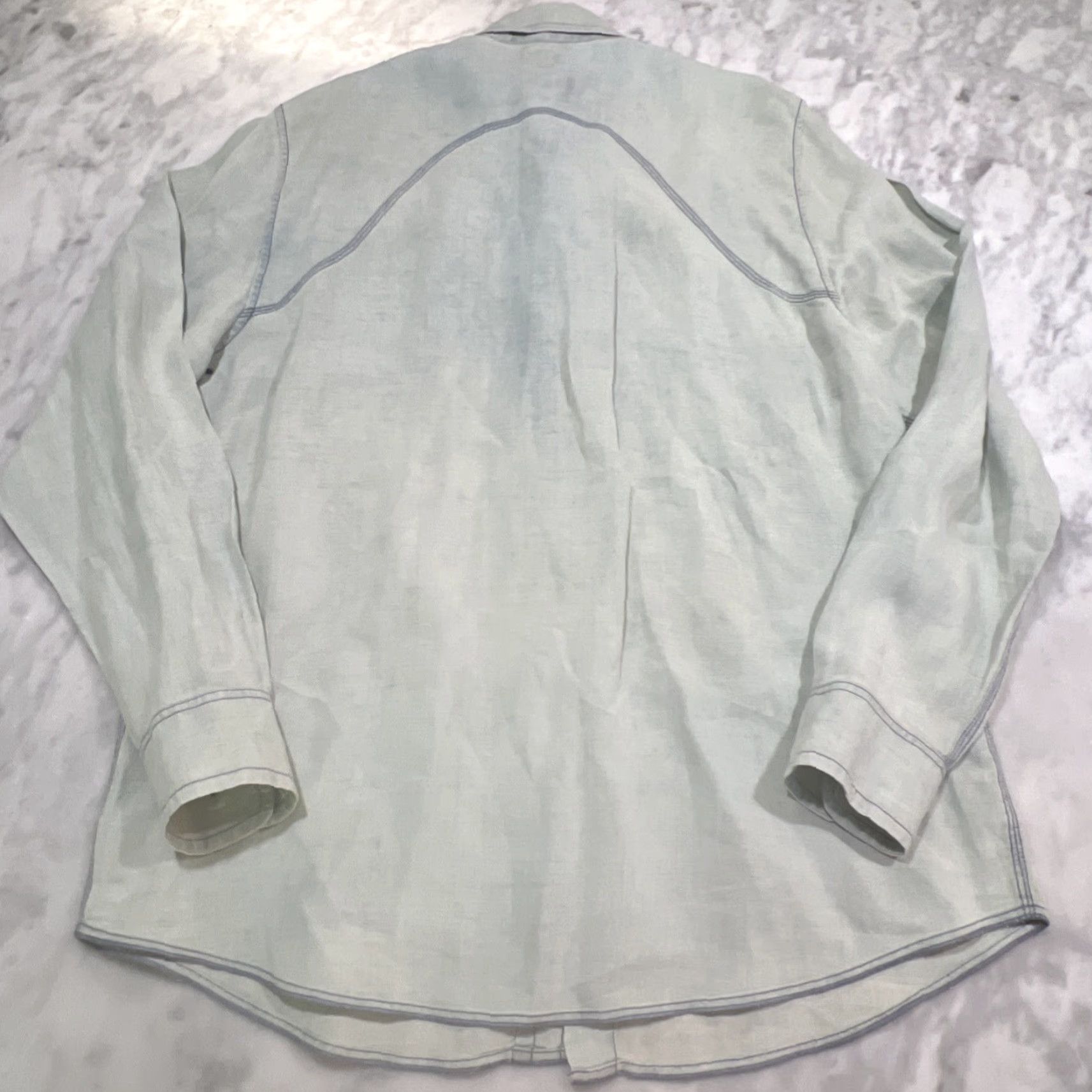 Tommy Bahama VINTAGE Tommy Bahama Linen Shirt Men Large Denim Look Button-Down Long Sleeve Blue 90s? (adjust if 90s not applicable) Mens L shirt Size US L / EU 52-54 / 3 - 5 Thumbnail