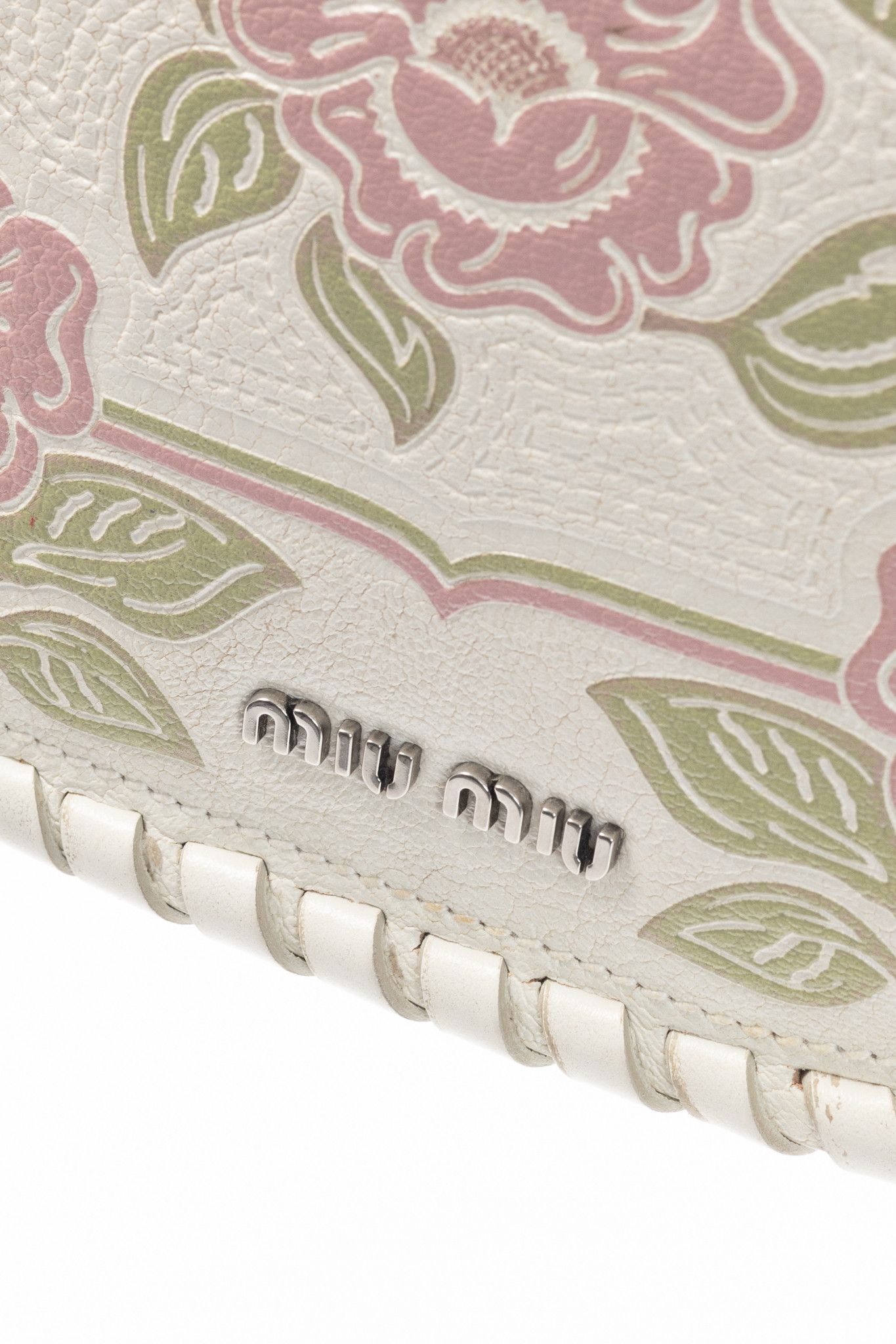 Miu Miu Miu Miu Madras Flora Leather Whipstitch Flap Crossbody Size ONE SIZE - 11 Thumbnail