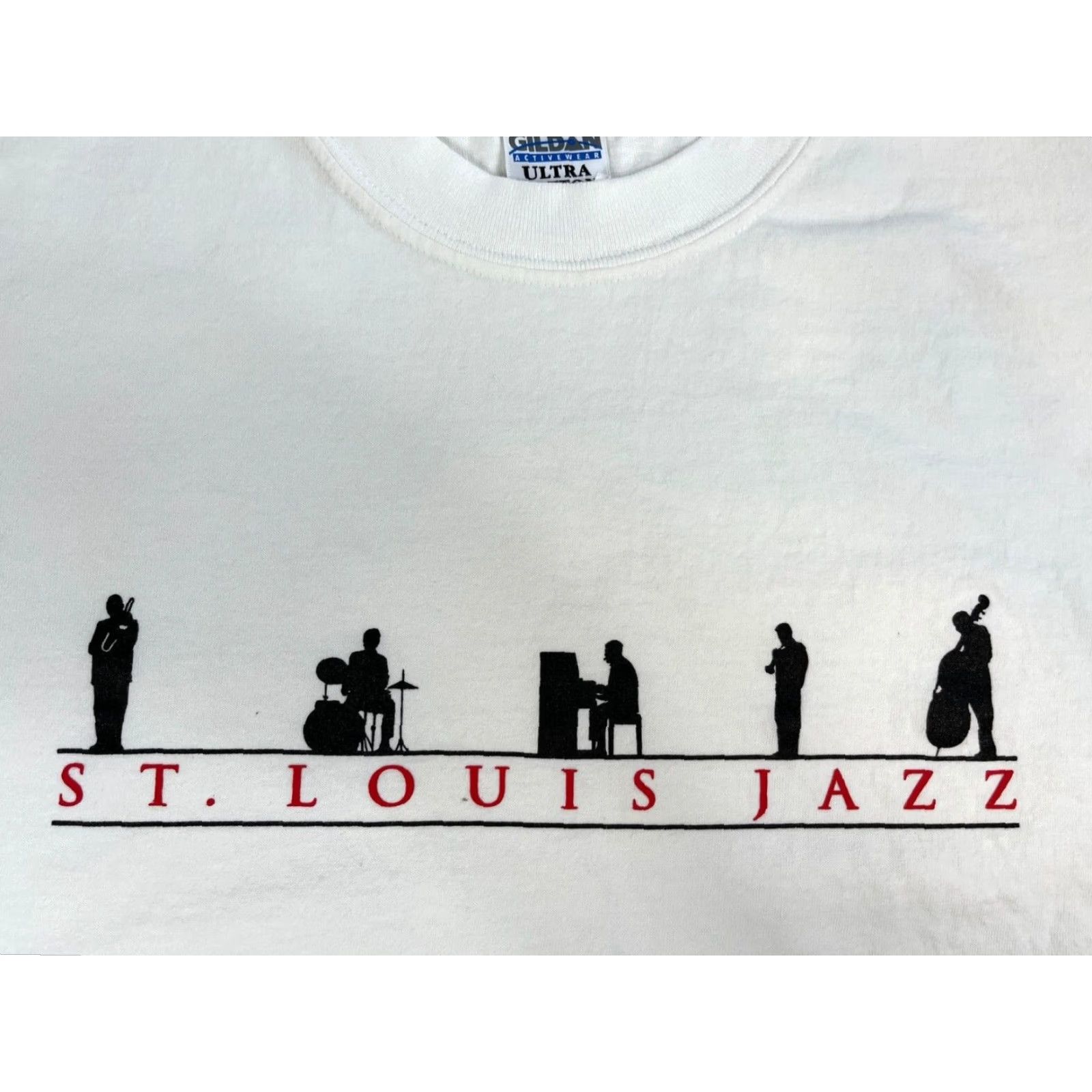 Gildan VINTAGE Men's T-Shirt 2XL St. Louis Jazz White Cotton Crew Neck Short Sleeve Gildan Ultra Cotton Heavyweight Music Shirt Mens Size US XXL / EU 58 / 5 - 3 Thumbnail