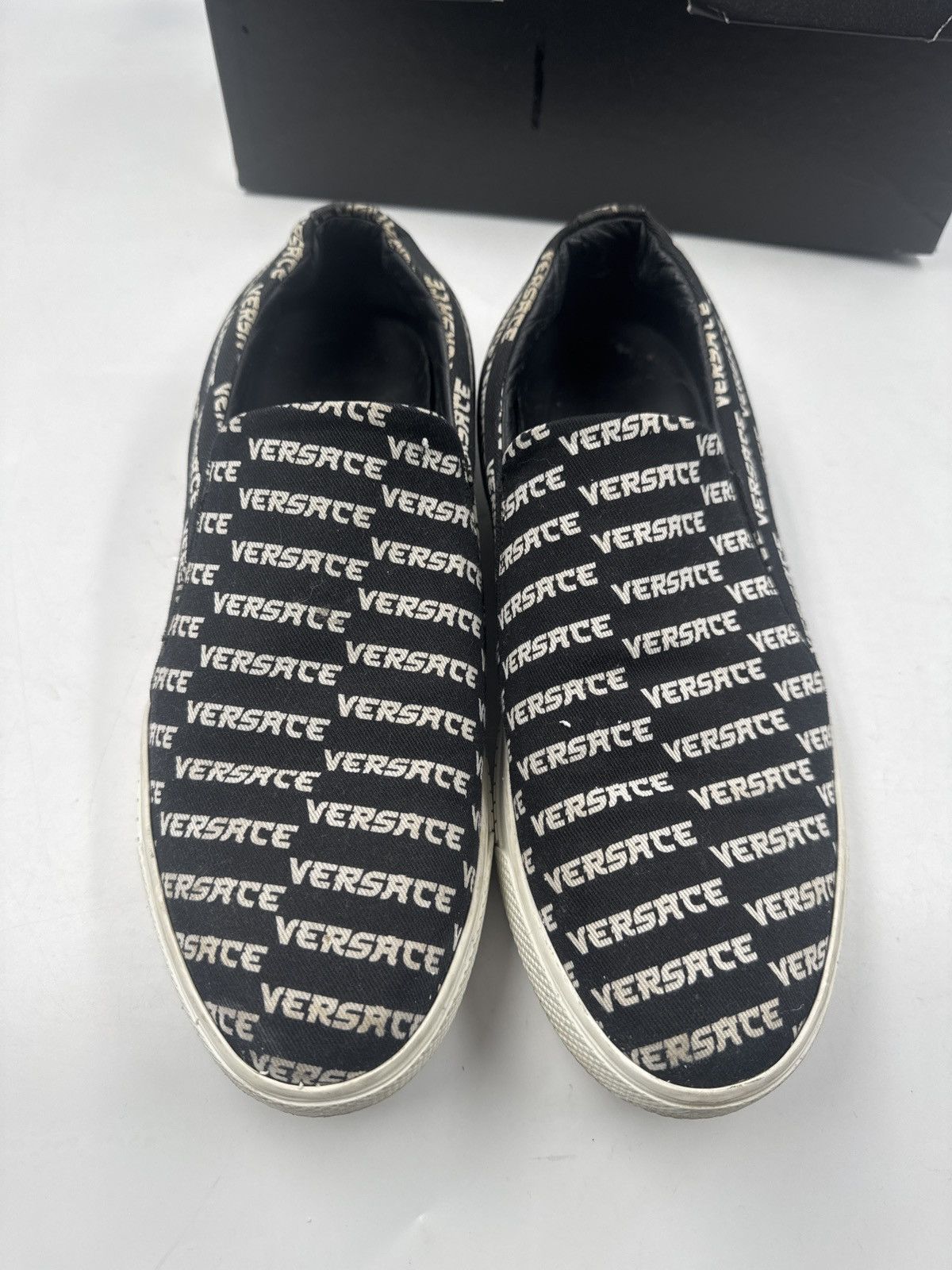 Versace All Over Logo Slip Ons