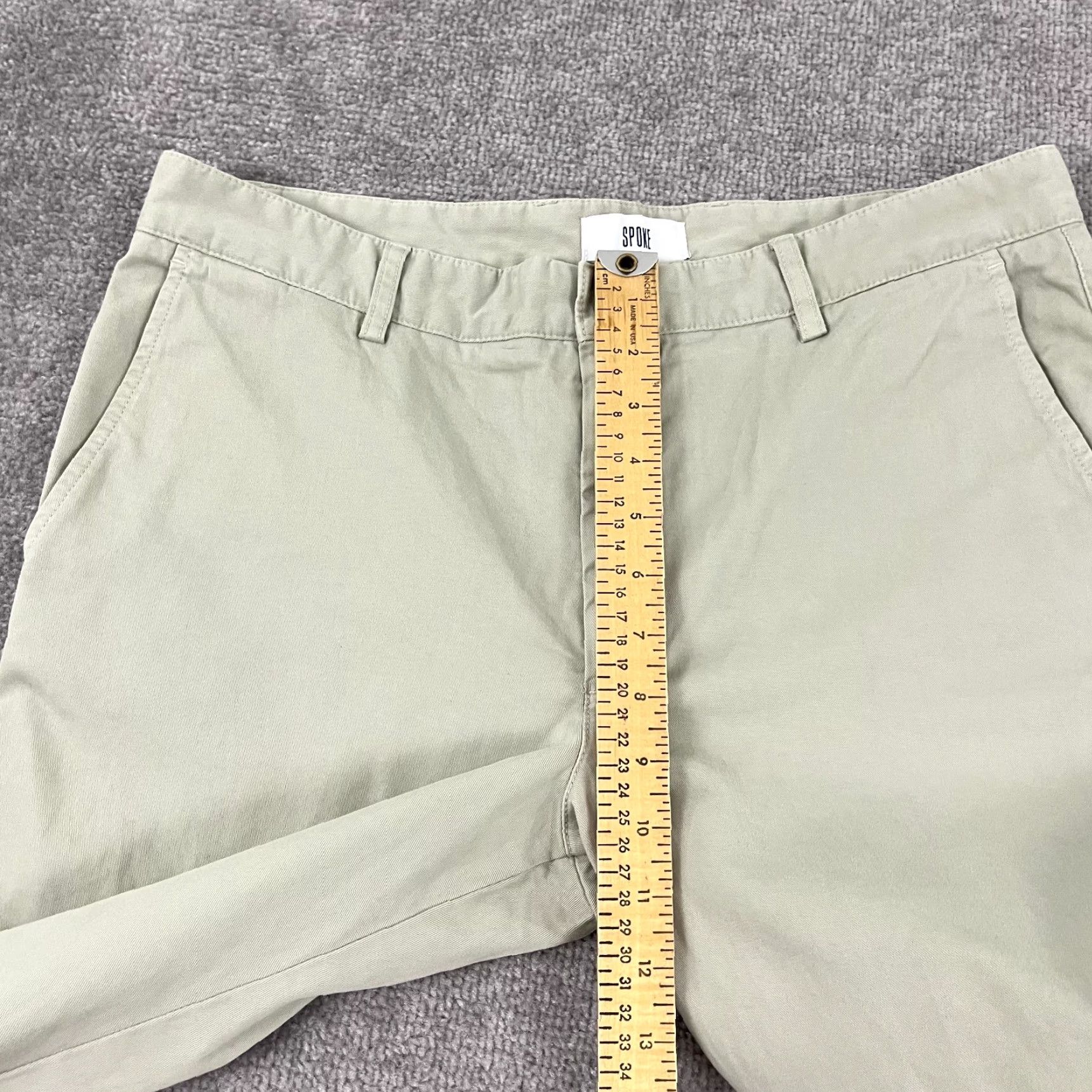 Vintage Spoke London Pants Mens 34 x 33 Slim Straight Green Gray Trouser Chino Casual Brand Spoke Size 34 Regular Fit Pants Men's Clothing Chino Size US 34 / EU 50 - 7 Thumbnail