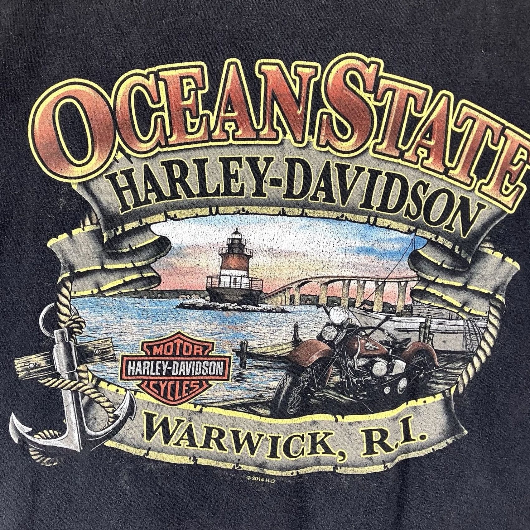Harley Davidson Harley-Davidson Patriotic T Shirt Mens XL Black Made in USA Flag Warwick RH 2014 Size US XL / EU 56 / 4 - 4 Thumbnail